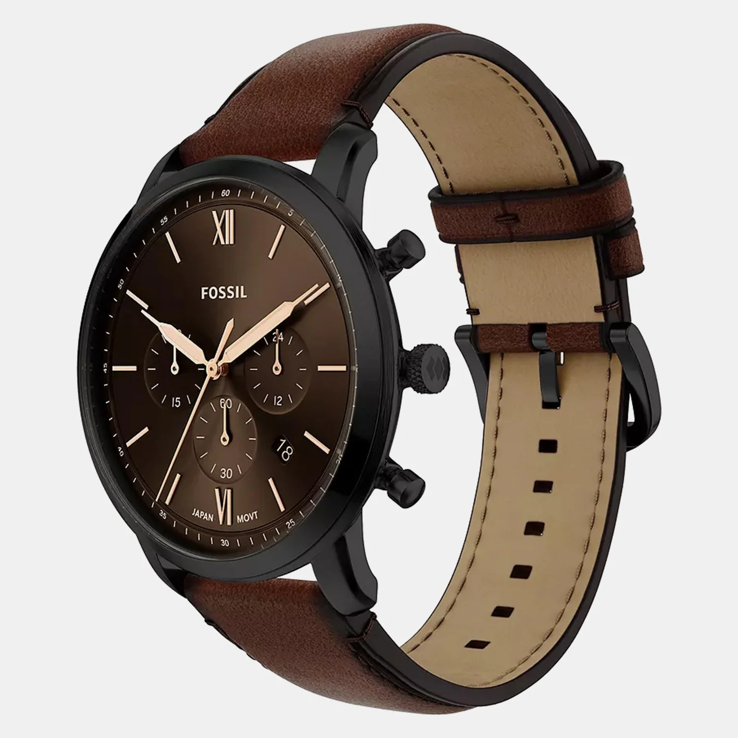 Neutra Men Quartz Brown Dial Chronograph Leather Watch FS6163 - Image 3