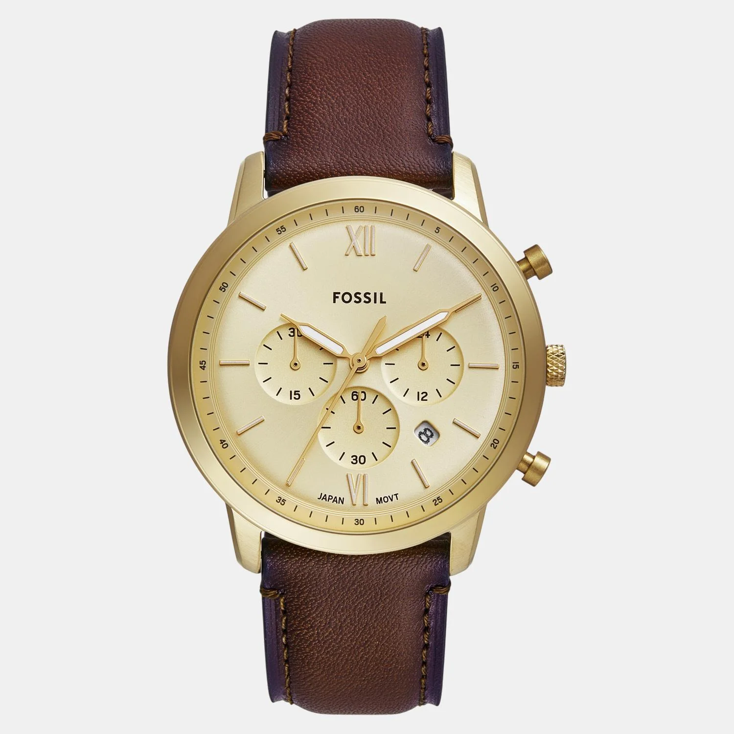 Neutra Men Quartz Gold Dial Chronograph Leather Watch FS6113 - Image 2