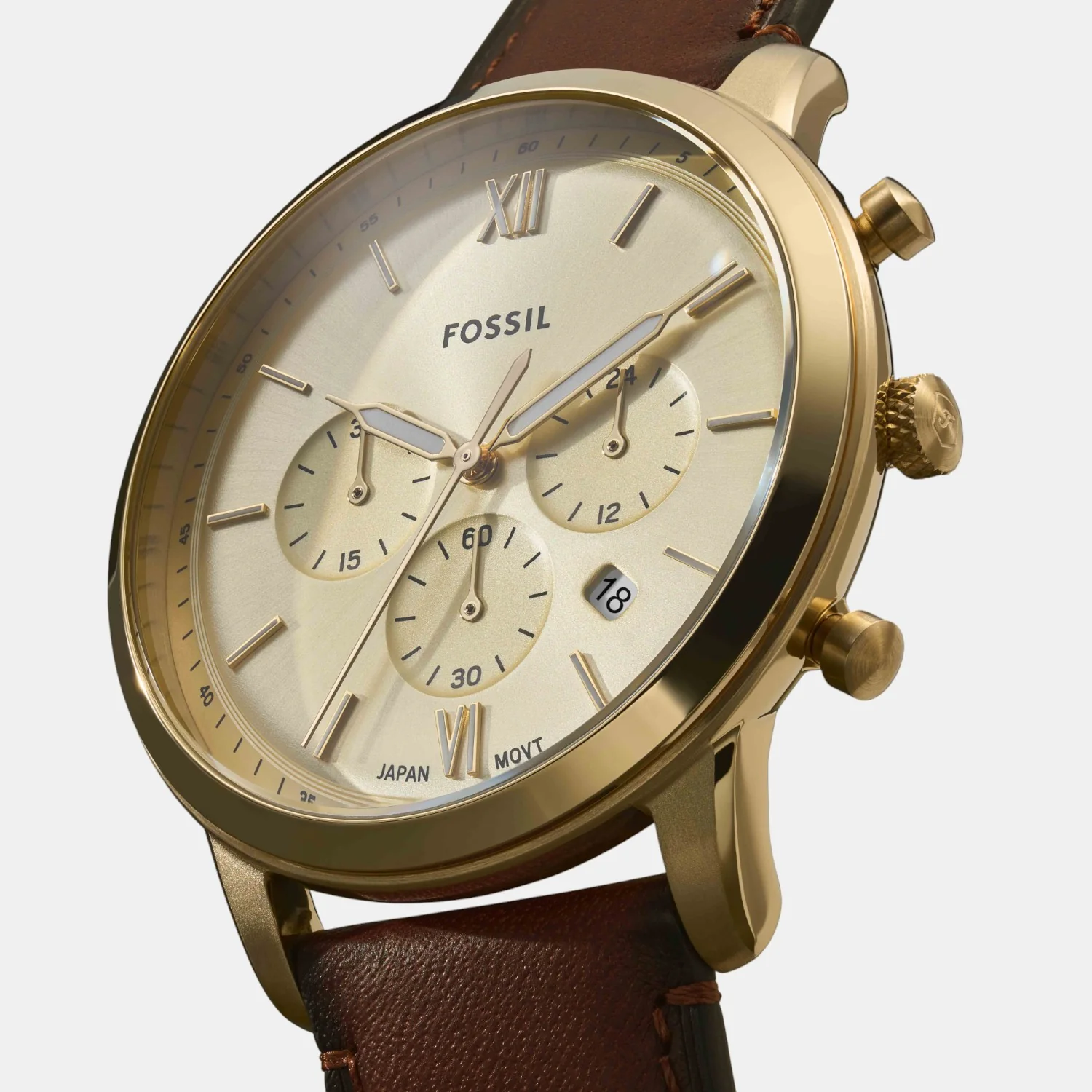 Neutra Men Quartz Gold Dial Chronograph Leather Watch FS6113 - Image 5