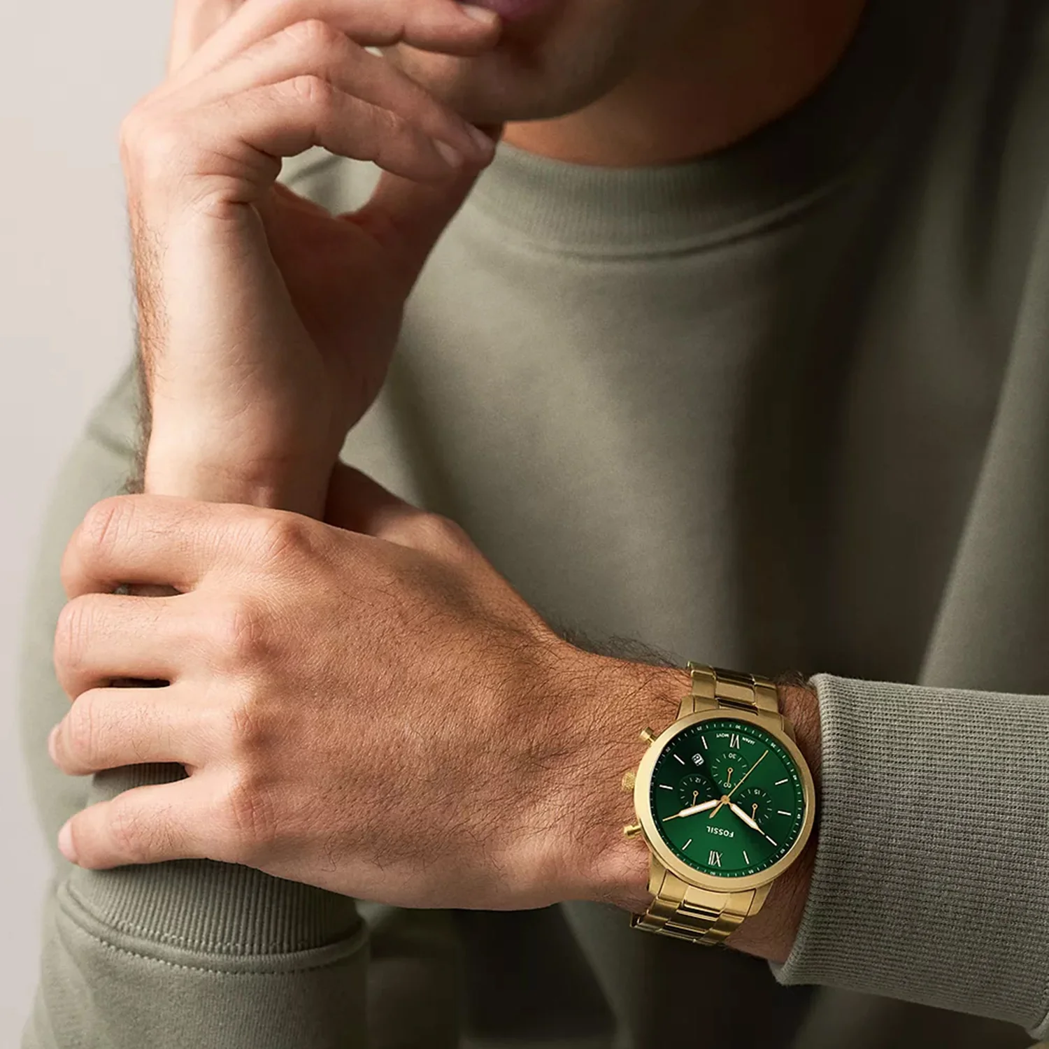 Neutra Men Quartz Green Dial Chronograph Stainless Steel Watch FS6164 - Image 8