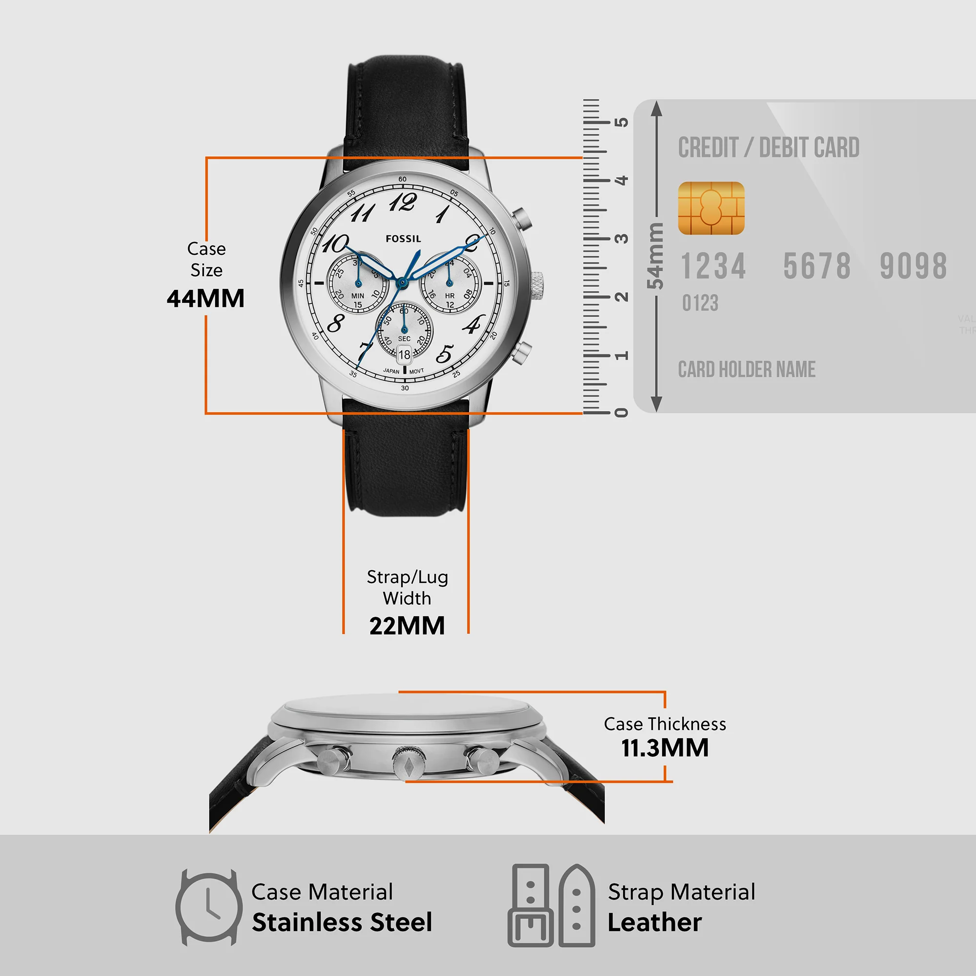 Neutra Men Quartz White Dial Chronograph Leather Watch FS6023 - Image 5