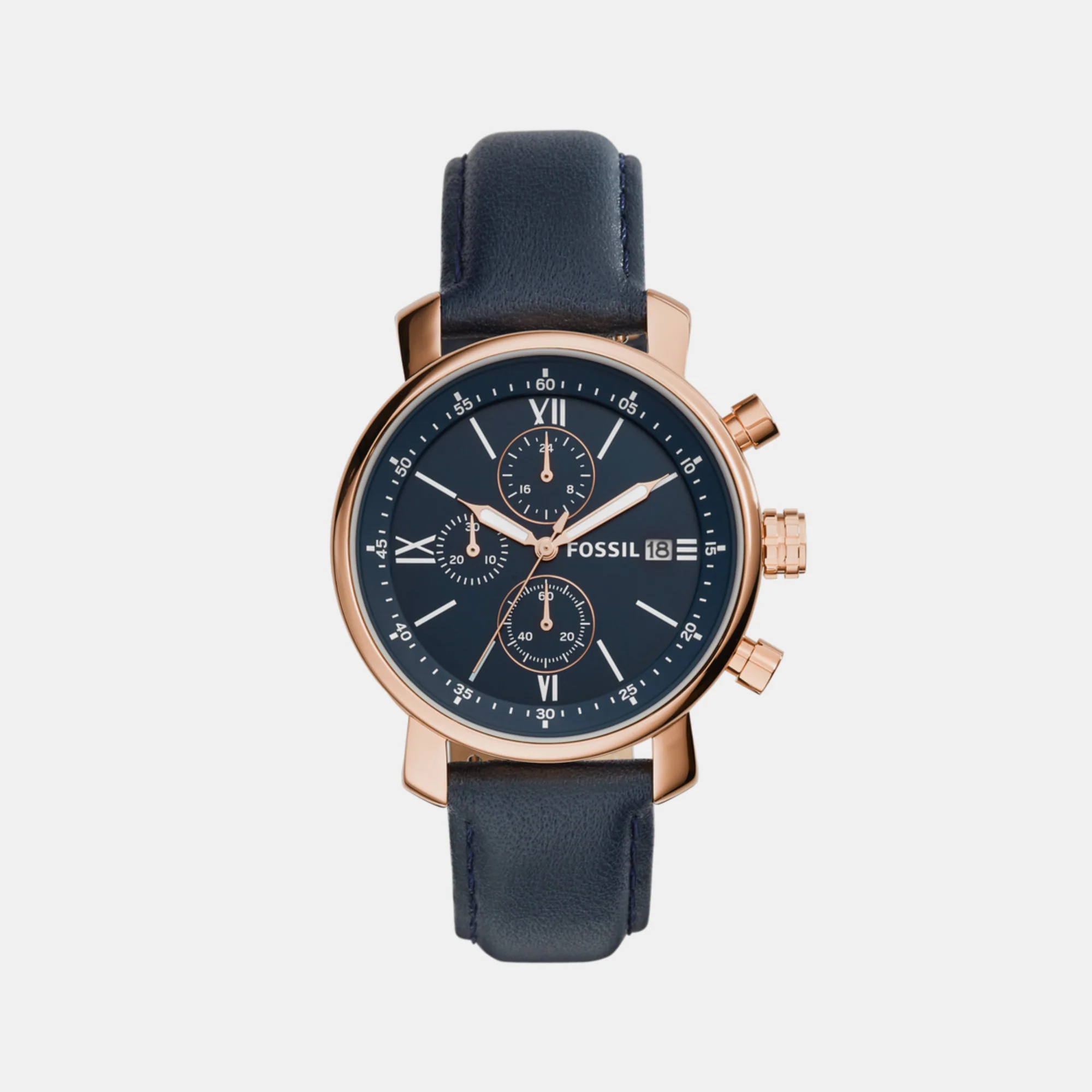 Rhett Men Quartz Blue Dial Chronograph Leather Watch BQ1704