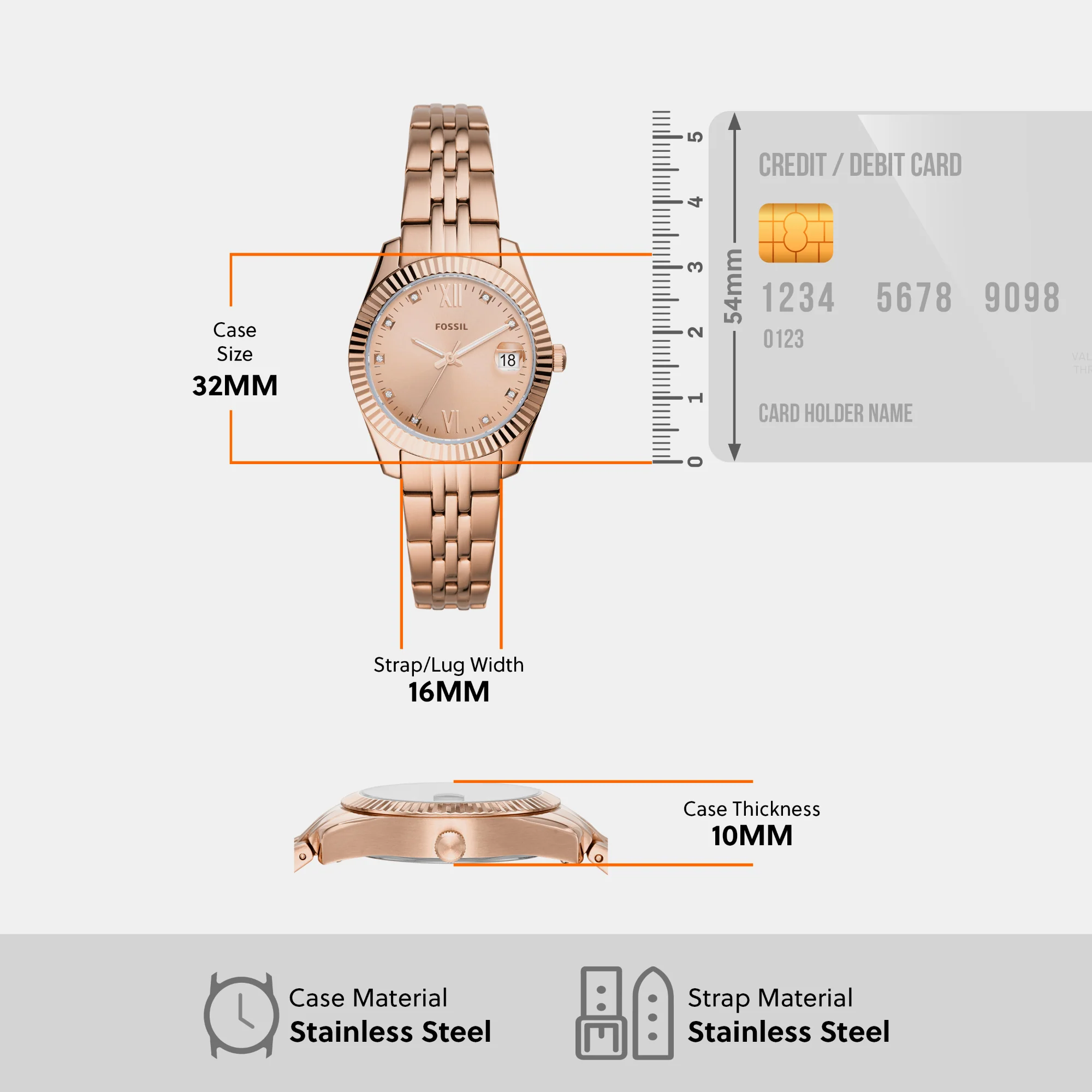 Scarlette Mini Women Quartz Rose Gold Dial Analog Stainless Steel Watch ES4898 - Image 8