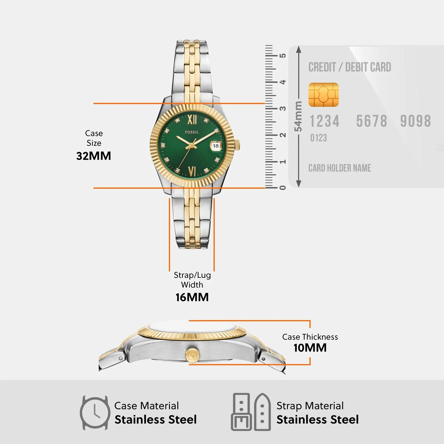 Scarlette Women Quartz Green Dial Analog Stainless Steel Watch ES5388 - Image 7
