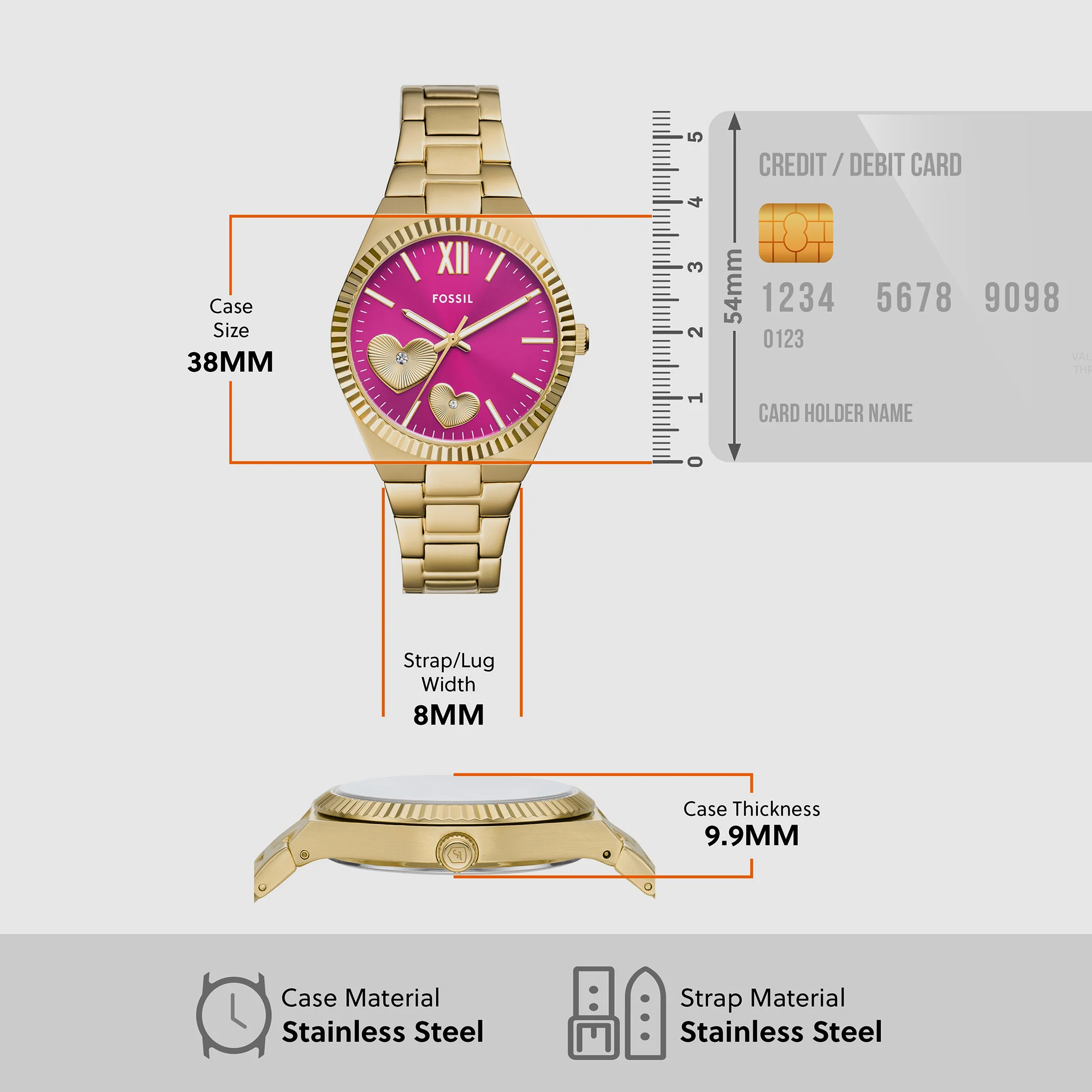 Scarlette Women Quartz Pink Dial Analog Stainless Steel Watch ES5325 - Image 5