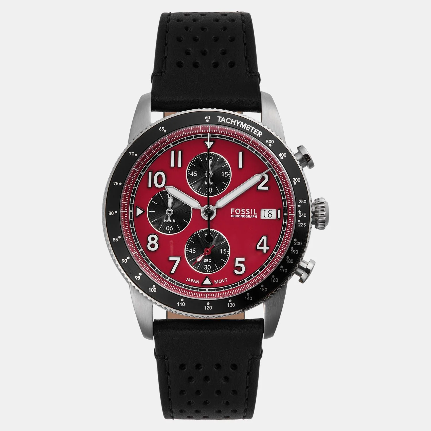Sport Tourer Men Quartz Red Dial Chronograph Leather Watch FS6086 - Image 2