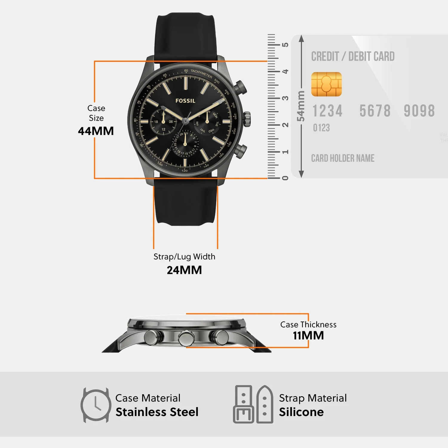 Sullivan Men Quartz Black Dial Chronograph Silicone Watch BQ2746 - Image 9