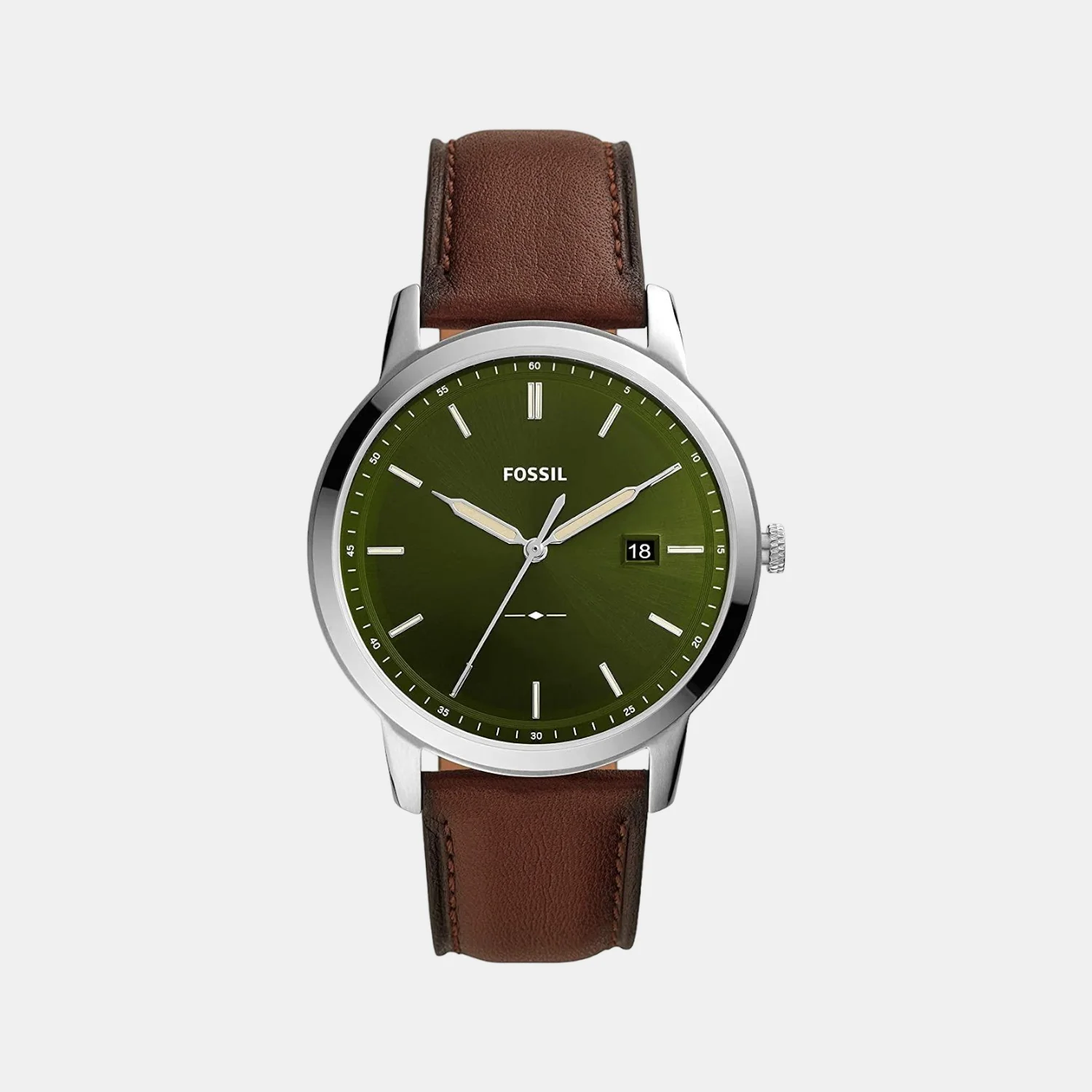 The Minimalist Men Solar Green Dial Analog Leather Watch FS5838