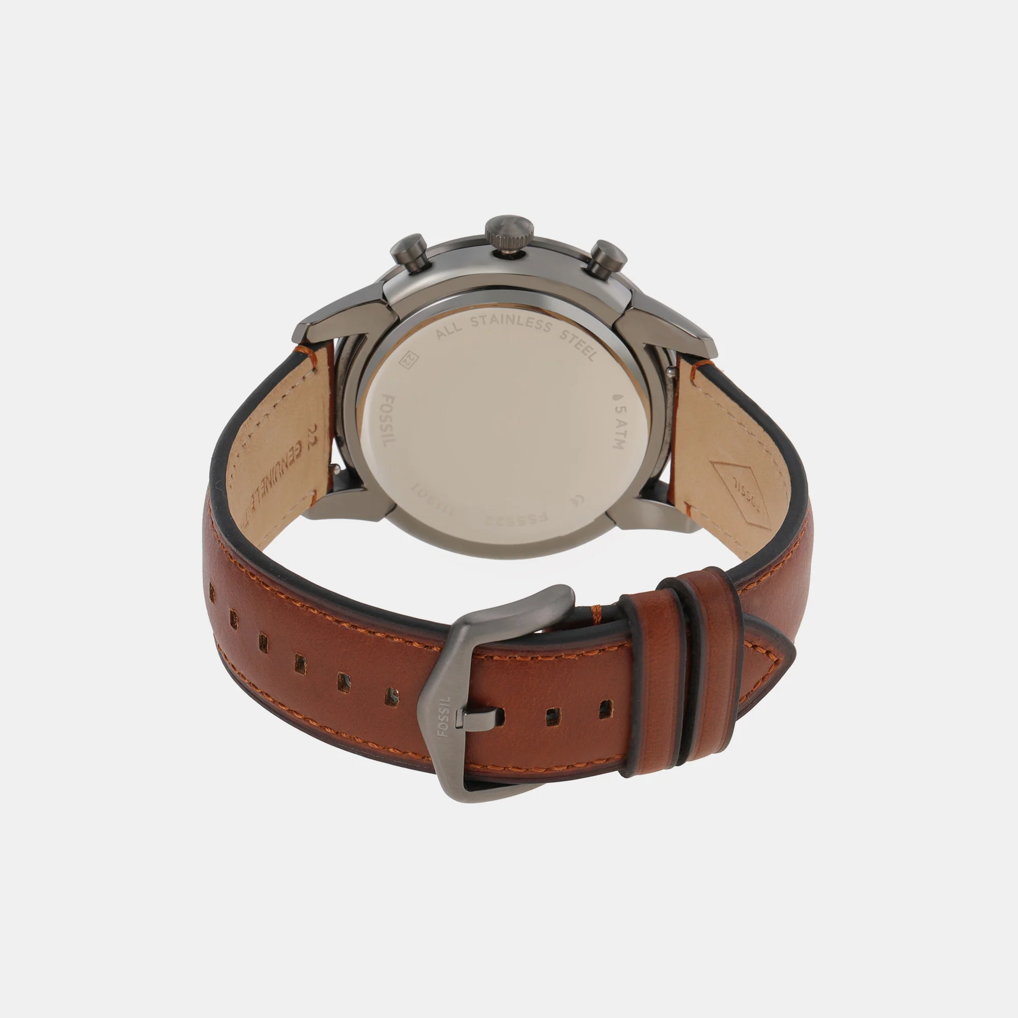 Towns Men Quartz Grey Dial Chronograph Leather Watch FS5522 - Image 4