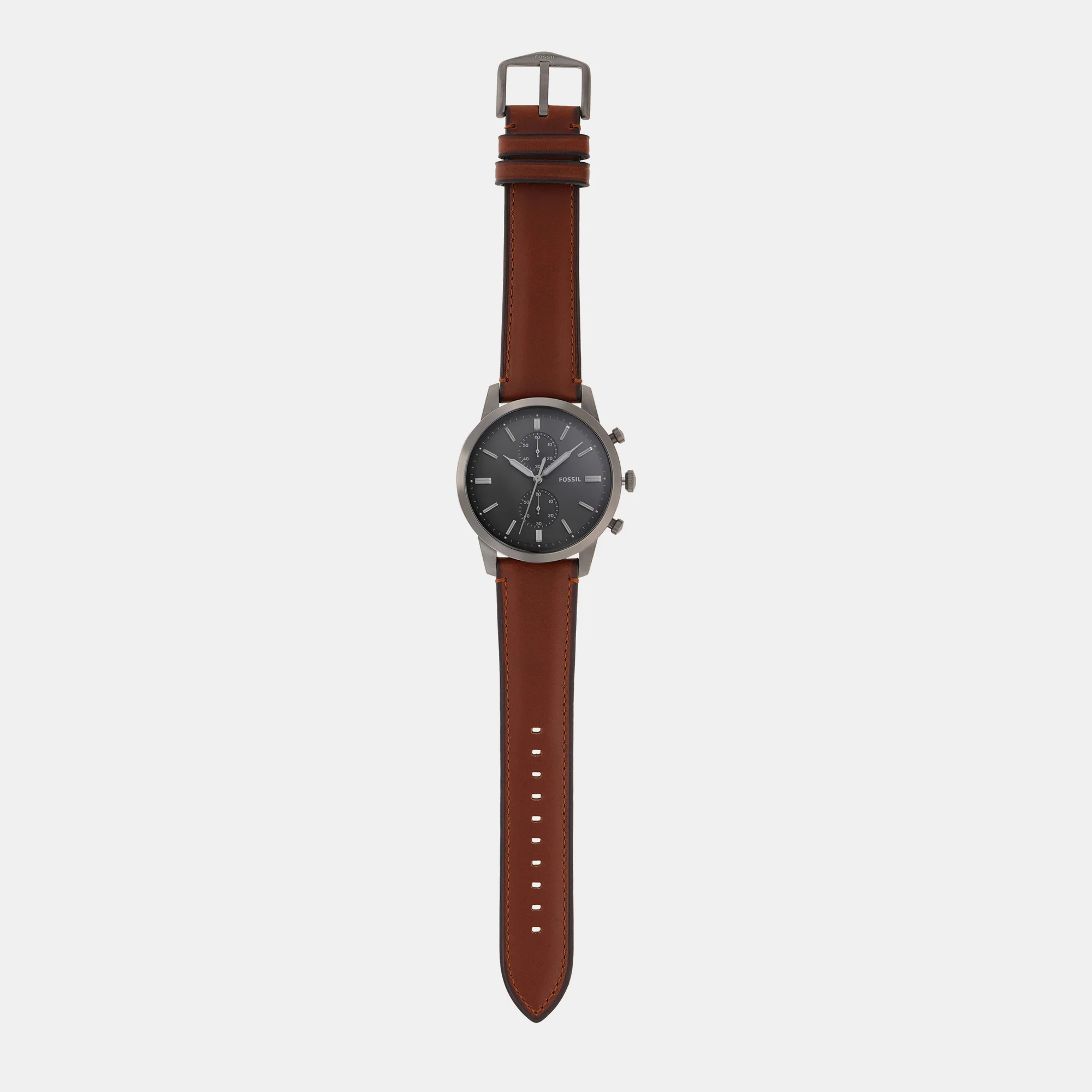 Towns Men Quartz Grey Dial Chronograph Leather Watch FS5522 - Image 6