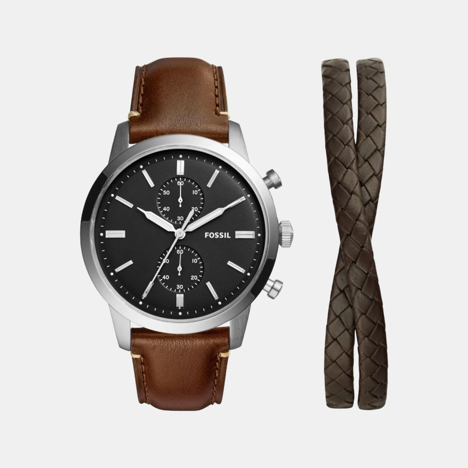 Townsman Men Quartz Black Dial Analog Leather Watch FS5967SET - Image 2