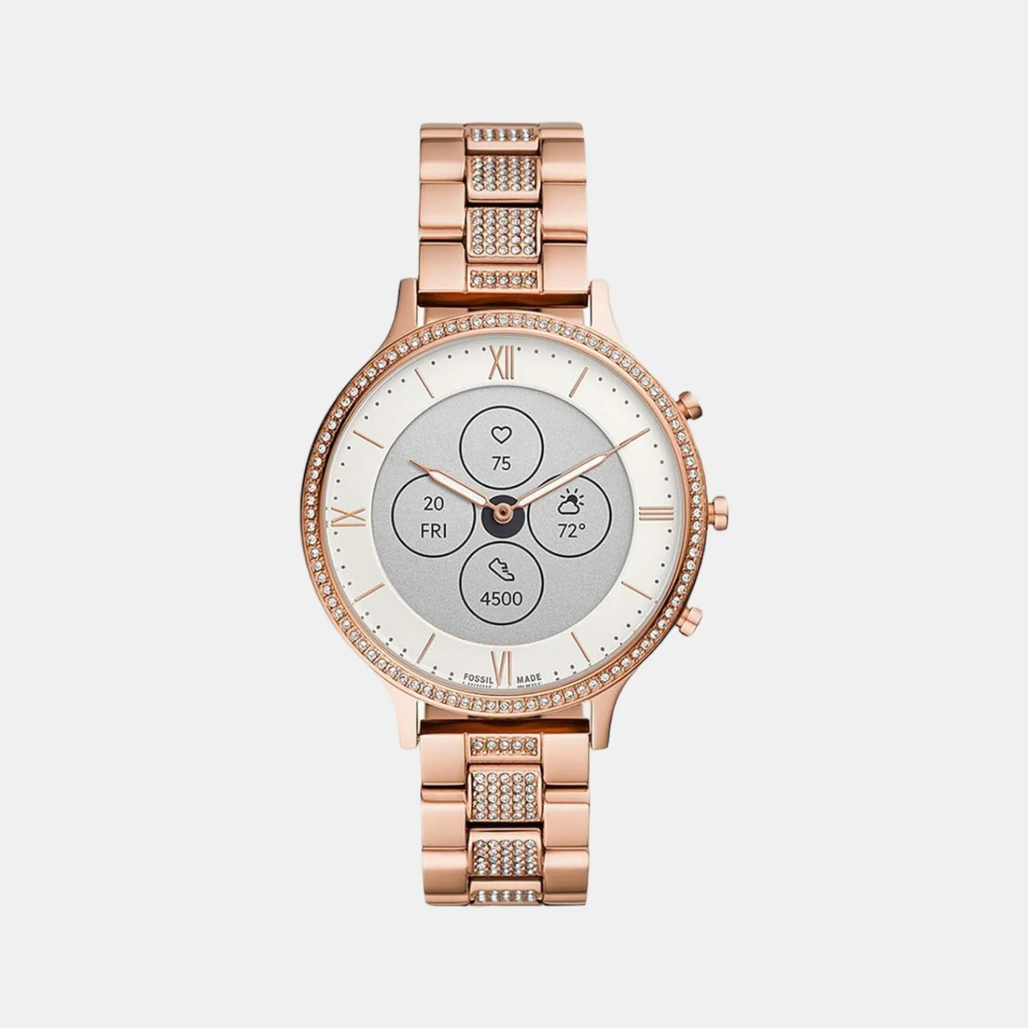 Women Processor White Dial Hybrid Stainless Steel Watch FTW7012
