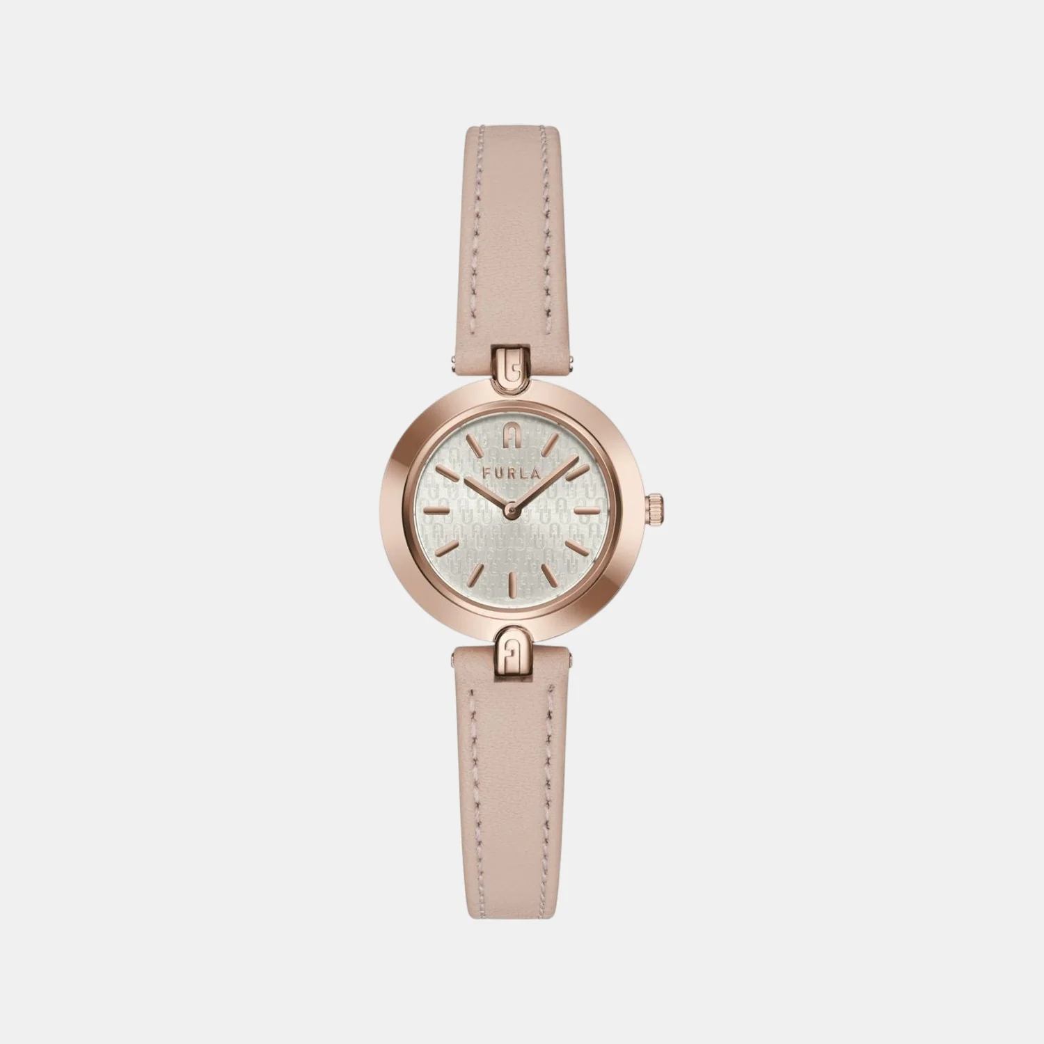 Furla Logo Links Women Quartz Silver Dial Analog Leather Watch WW00006003L3