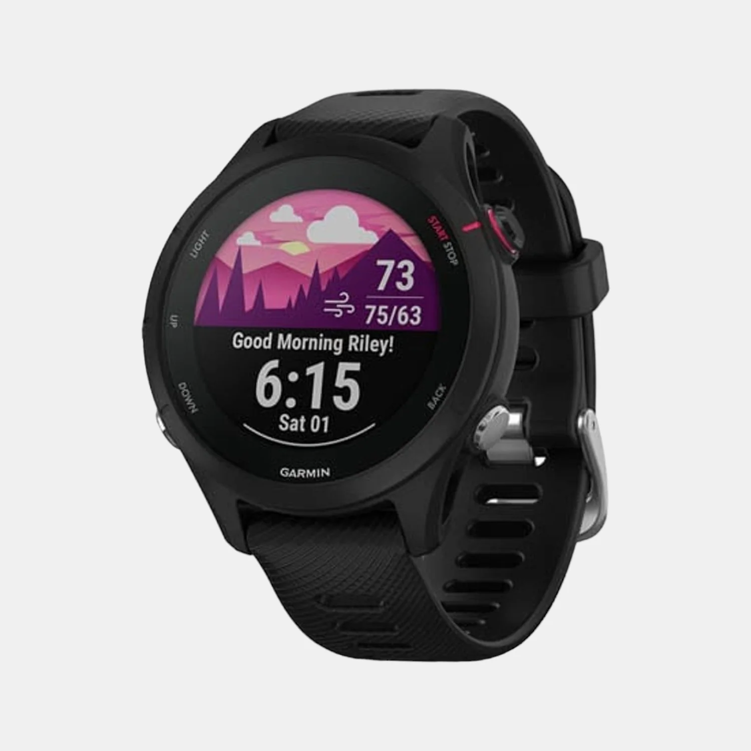 Men Processor Black Dial LCD Silicone Watch FORERUNNER 255S MUSIC BLACK 010-02641-68