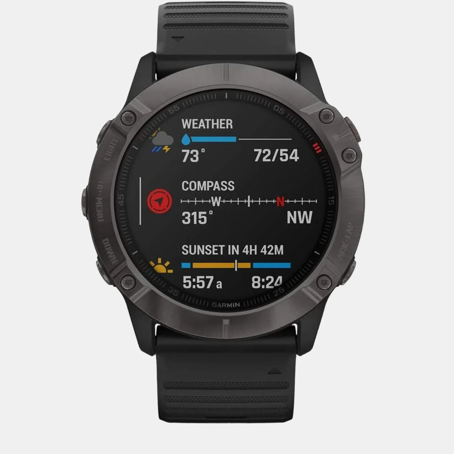 Men Processor Grey Dial Digital Leather Watch FENIX 6X CARBON GRAY BLACK - Image 4