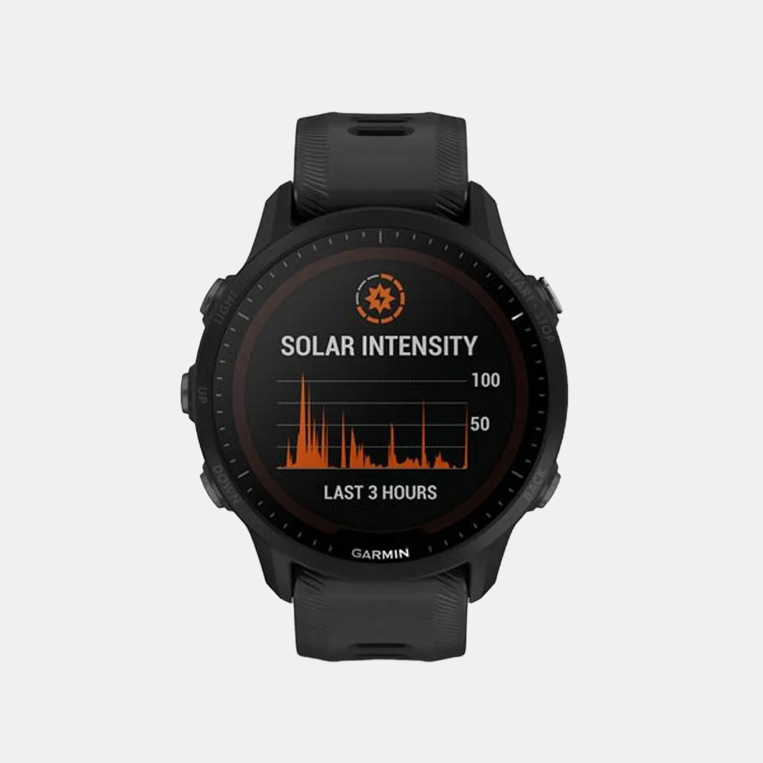 Men Processor Two Tone Dial LCD Silicone Watch FORERUNNER 955 SOLAR BLACK 010-02638-H0 - Image 2
