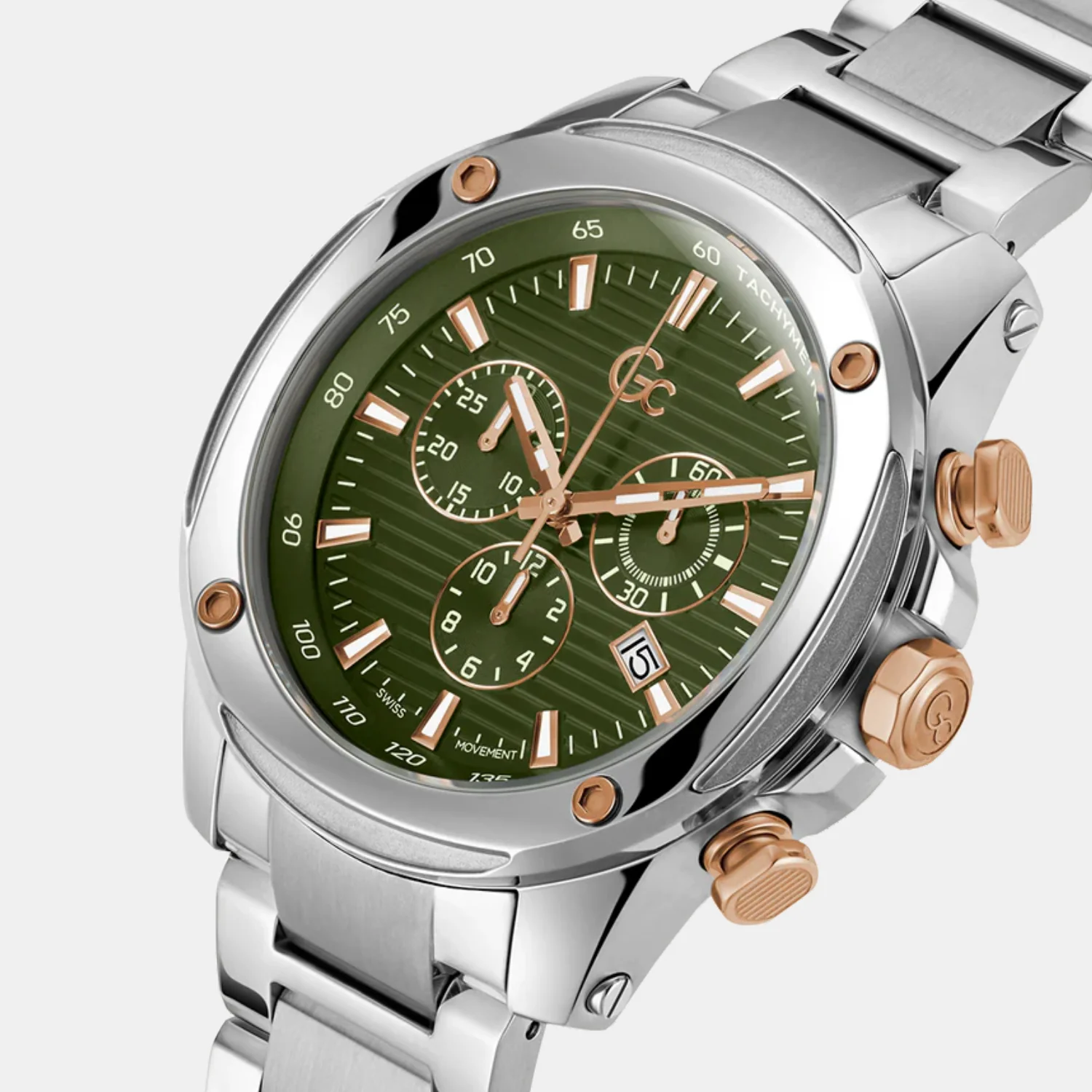 Brave Men Quartz Green Dial Chronograph Stainless Steel Watch Z13003G9MF - Image 3