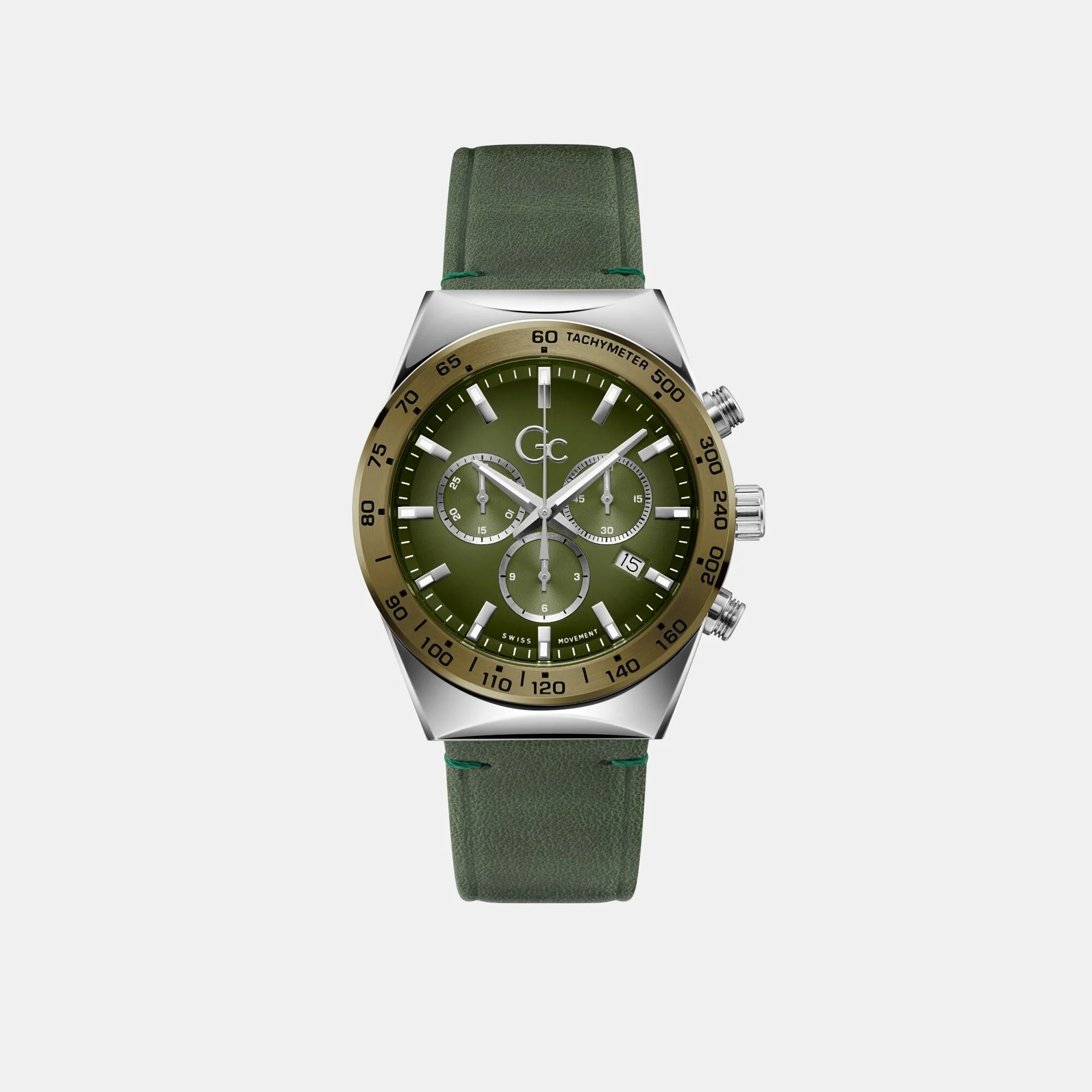 Clubhouse Chrono Men Quartz Green Dial Chronograph Leather Watch Z17004G9MF - Image 2
