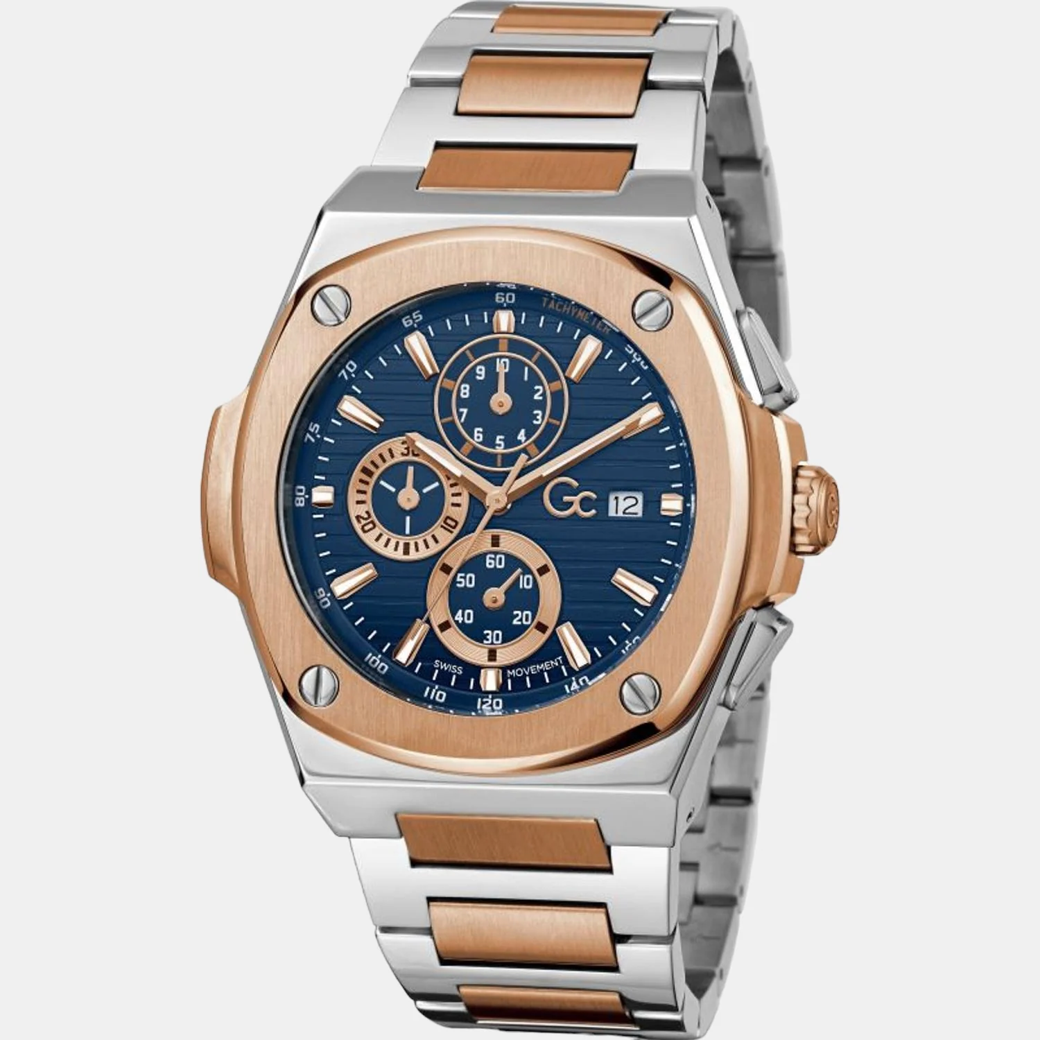Coussin Shape Men Quartz Blue Dial Chronograph Stainless Steel Watch Y99002G7MF - Image 5