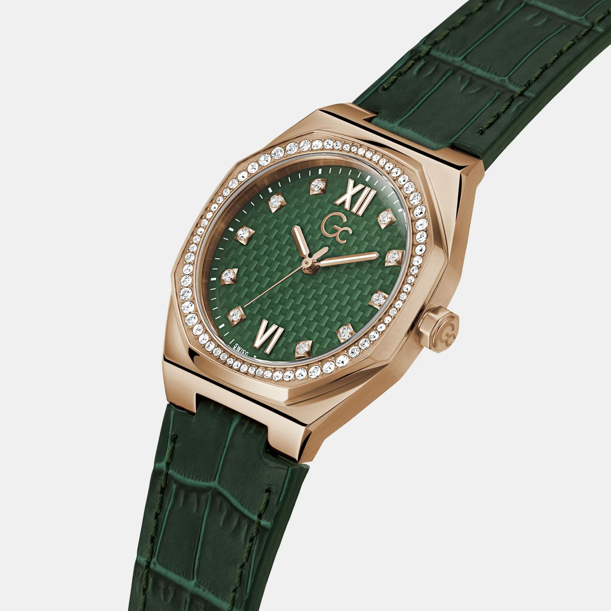 Coussin Sleek Women Quartz Green Dial Analog Leather Watch Z25004L9MF - Image 3