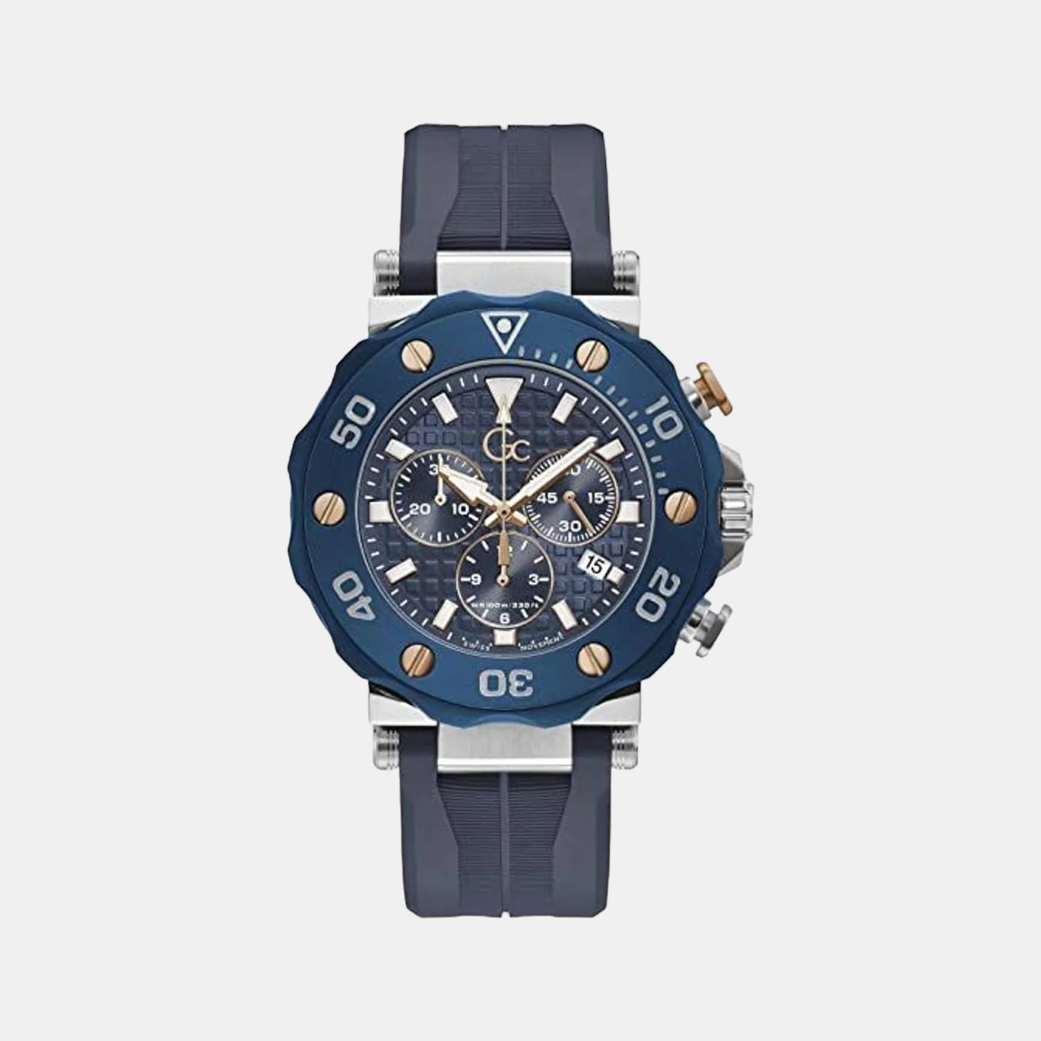 DiverCode Chrono Men Quartz Blue Dial Chronograph Silicone Watch Y63006G7MF