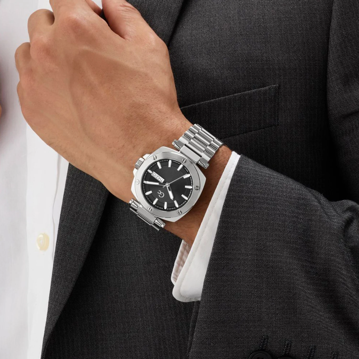 Dress Men Quartz Black Dial Analog Stainless Steel Watch Z78001G2 - Image 3