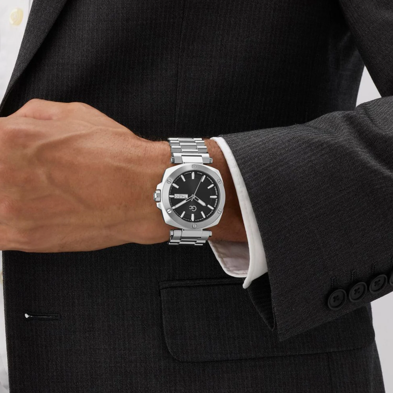 Dress Men Quartz Black Dial Analog Stainless Steel Watch Z78001G2 - Image 5