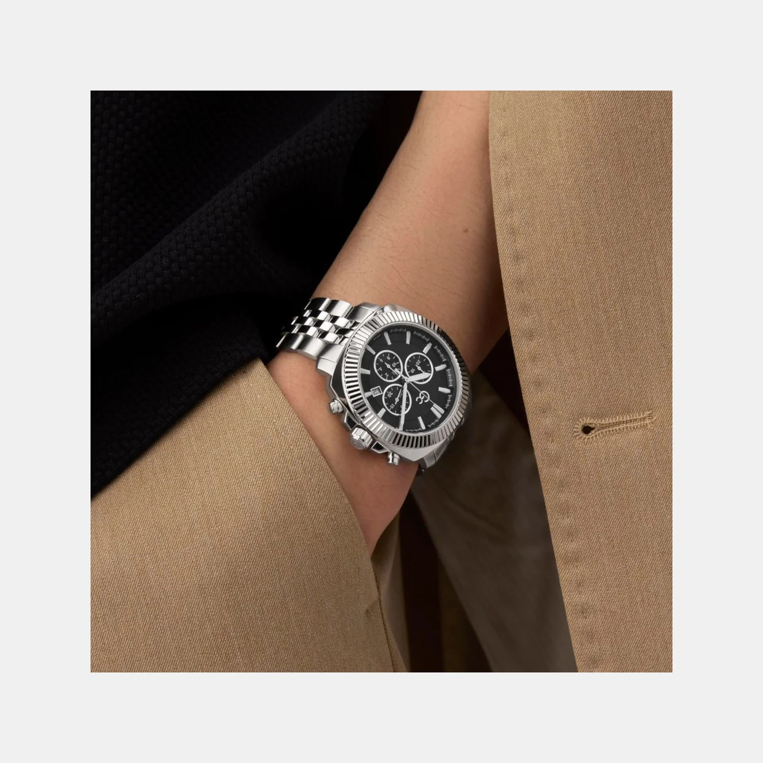 Dress Men Quartz Black Dial Chronograph Stainless Steel Watch Z46006G2 - Image 6