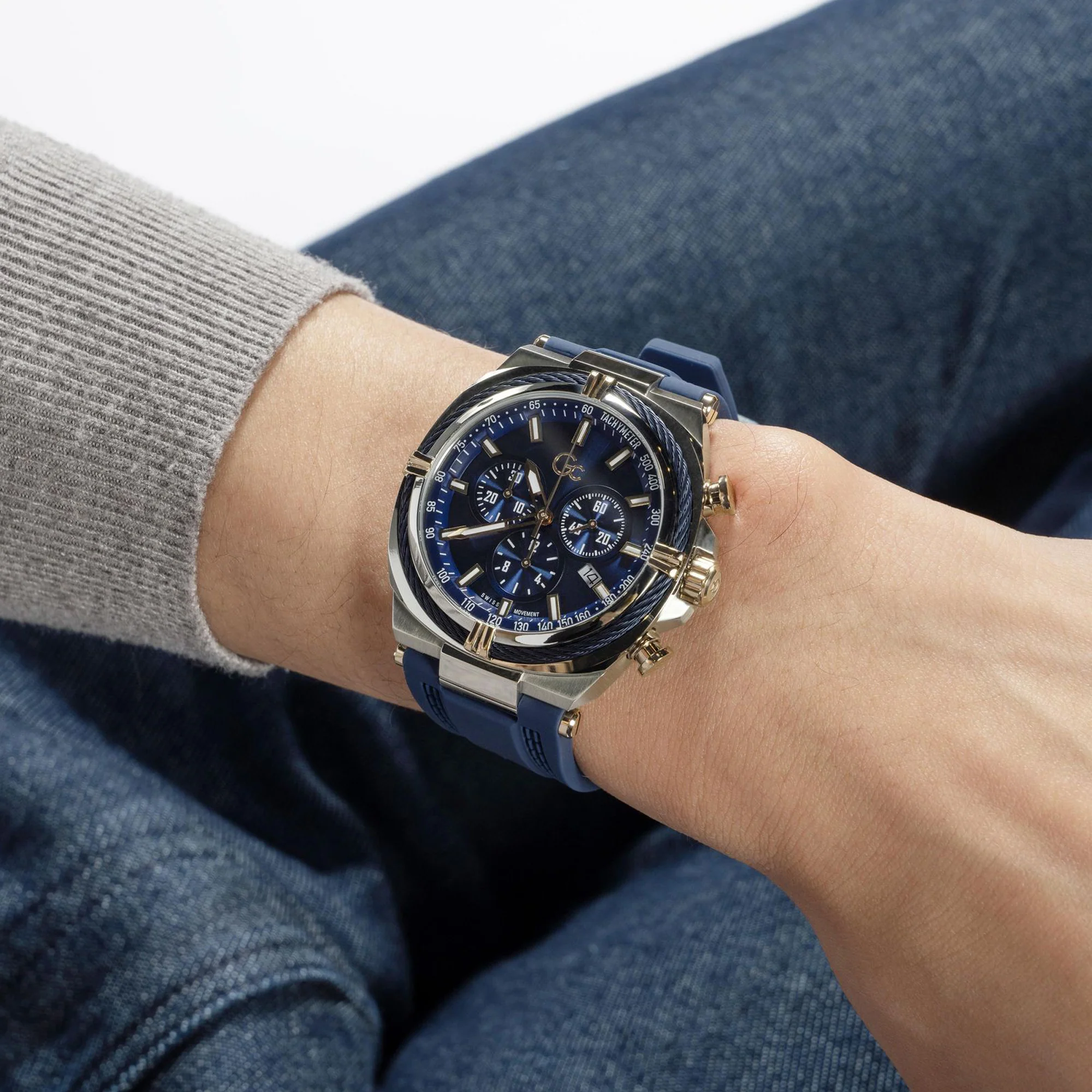 IronClass Chrono Men Quartz Blue Dial Chronograph Silicone Watch Z32003G7MF - Image 8
