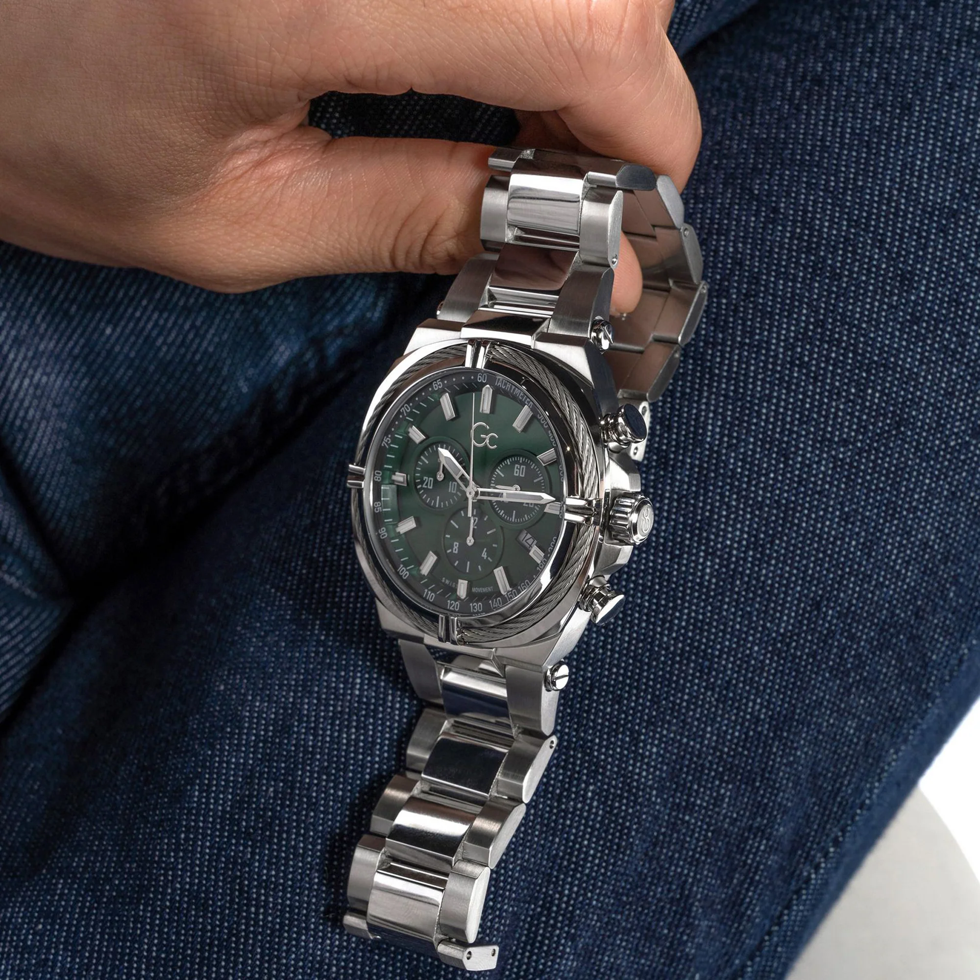 IronClass Chrono Men Quartz Green Dial Chronograph Stainless Steel Watch Z32002G9MF - Image 7