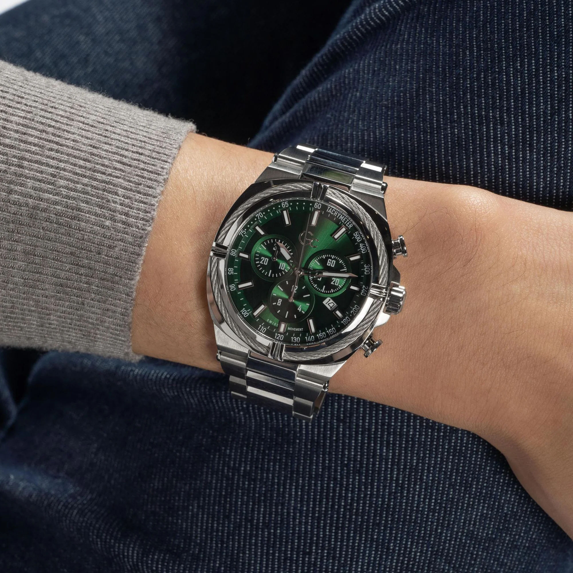 IronClass Chrono Men Quartz Green Dial Chronograph Stainless Steel Watch Z32002G9MF - Image 8