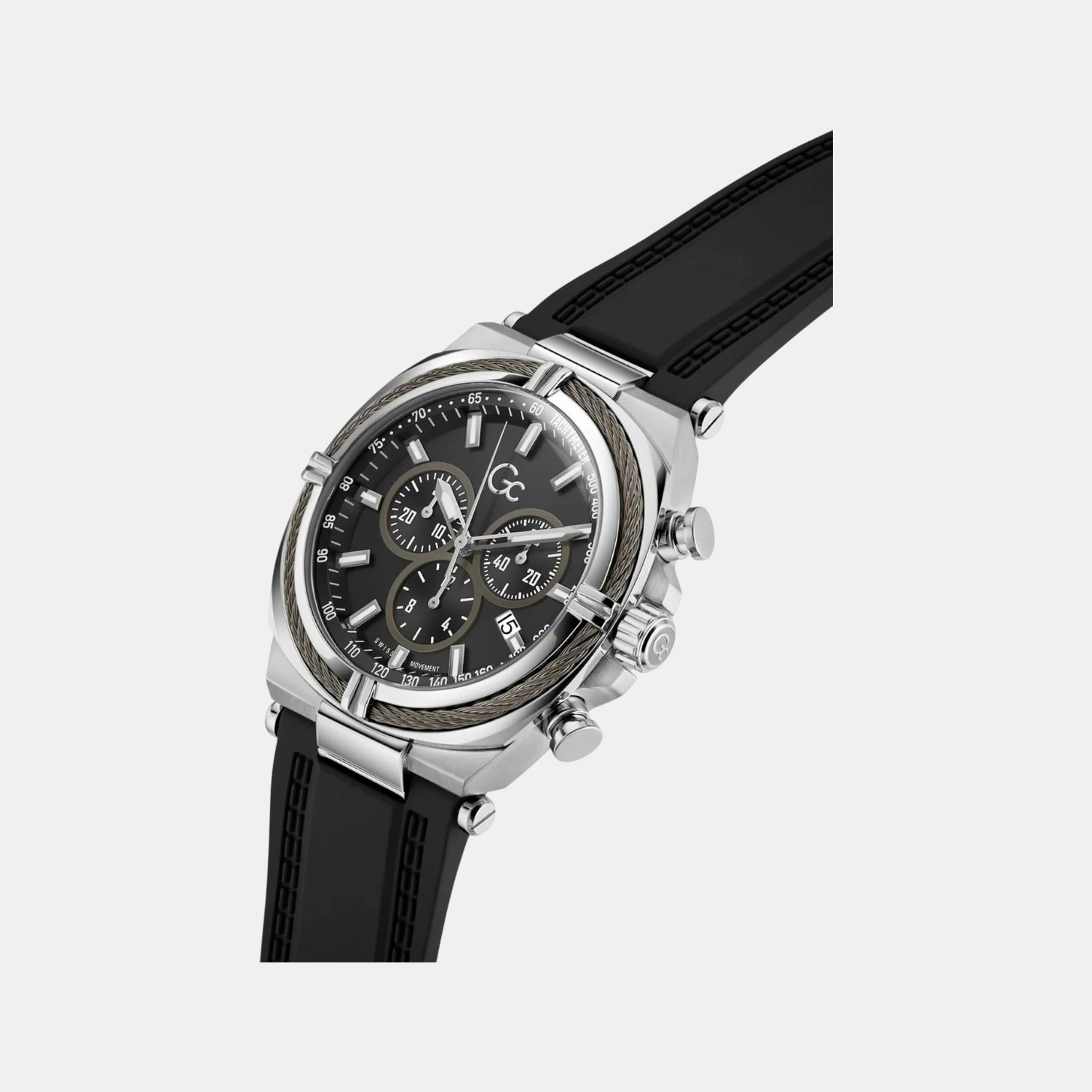 Gc Ironclass Men Quartz Black Dial Chronograph Silicone Watch Z32007G2 - Image 4