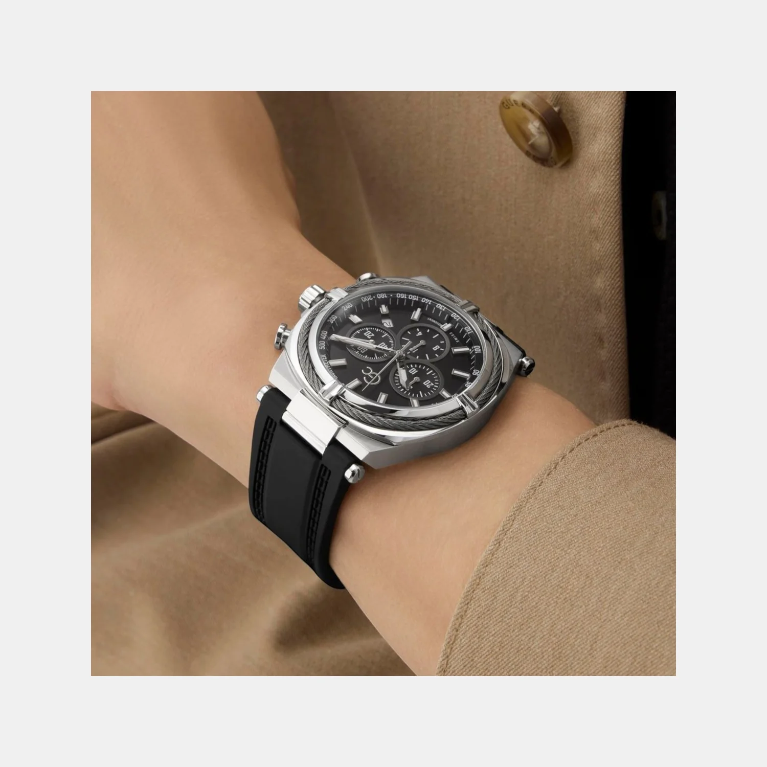 Gc Ironclass Men Quartz Black Dial Chronograph Silicone Watch Z32007G2 - Image 5