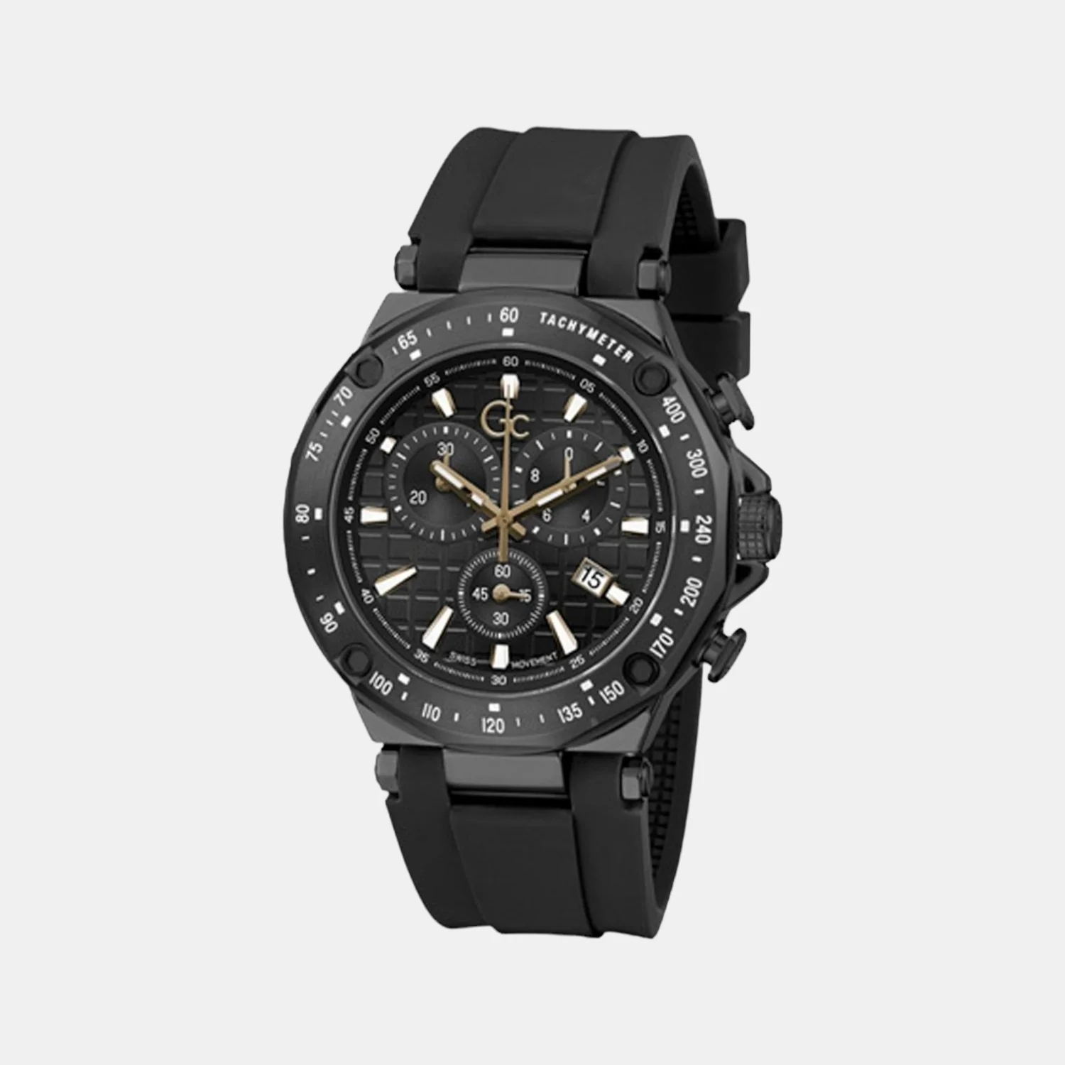 Men Quartz Black Dial Chronograph Silicone Watch Y81008G2MF - Image 2