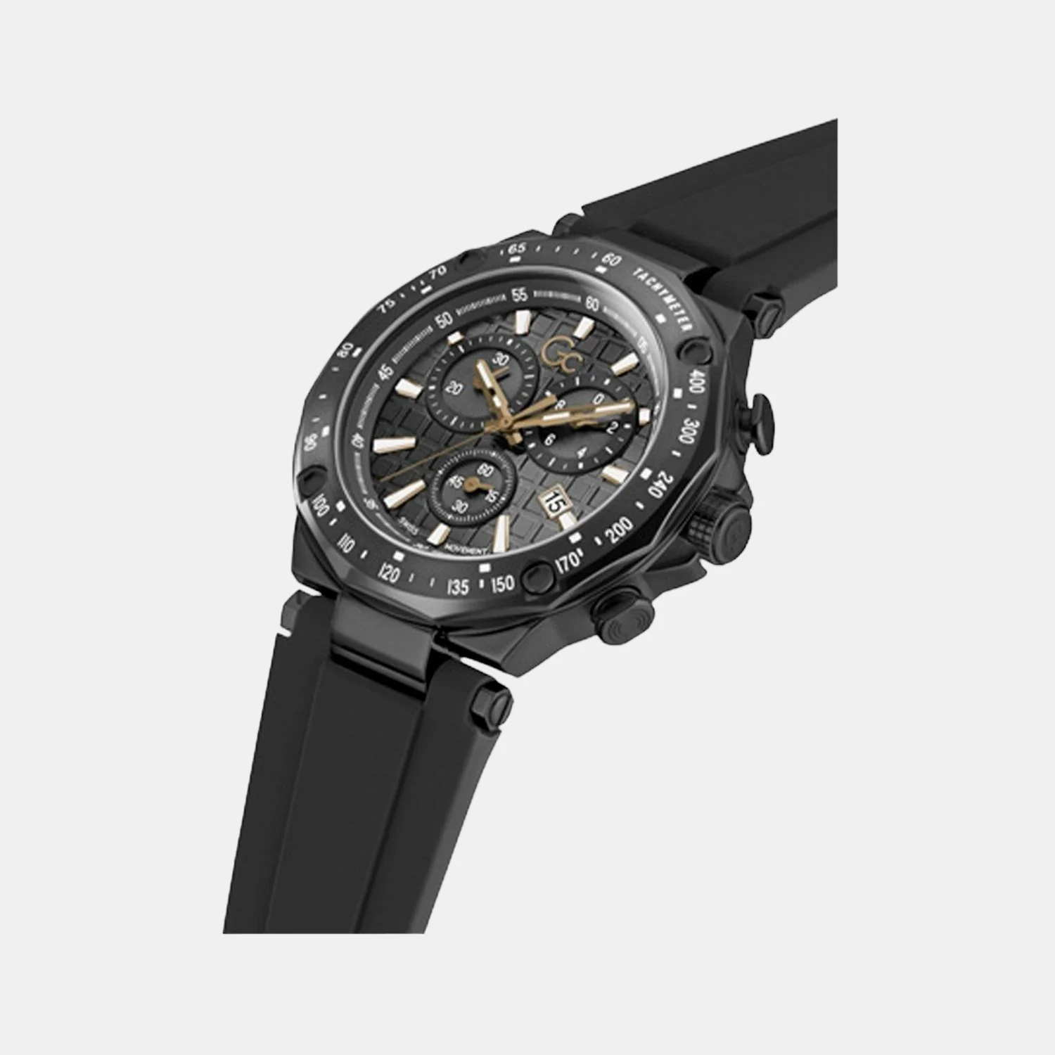 Men Quartz Black Dial Chronograph Silicone Watch Y81008G2MF - Image 3