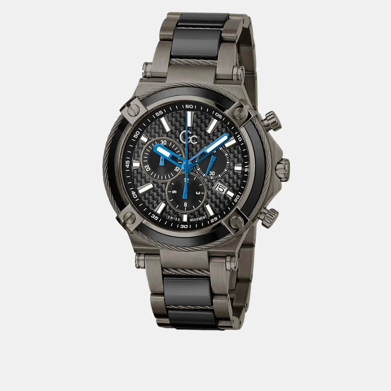 Men Quartz Black Dial Chronograph Stainless Steel Watch Y89003G2MF - Image 5