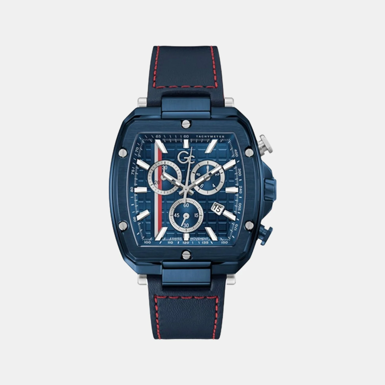 Men Quartz Blue Dial Chronograph Leather Watch Y83004G7MF