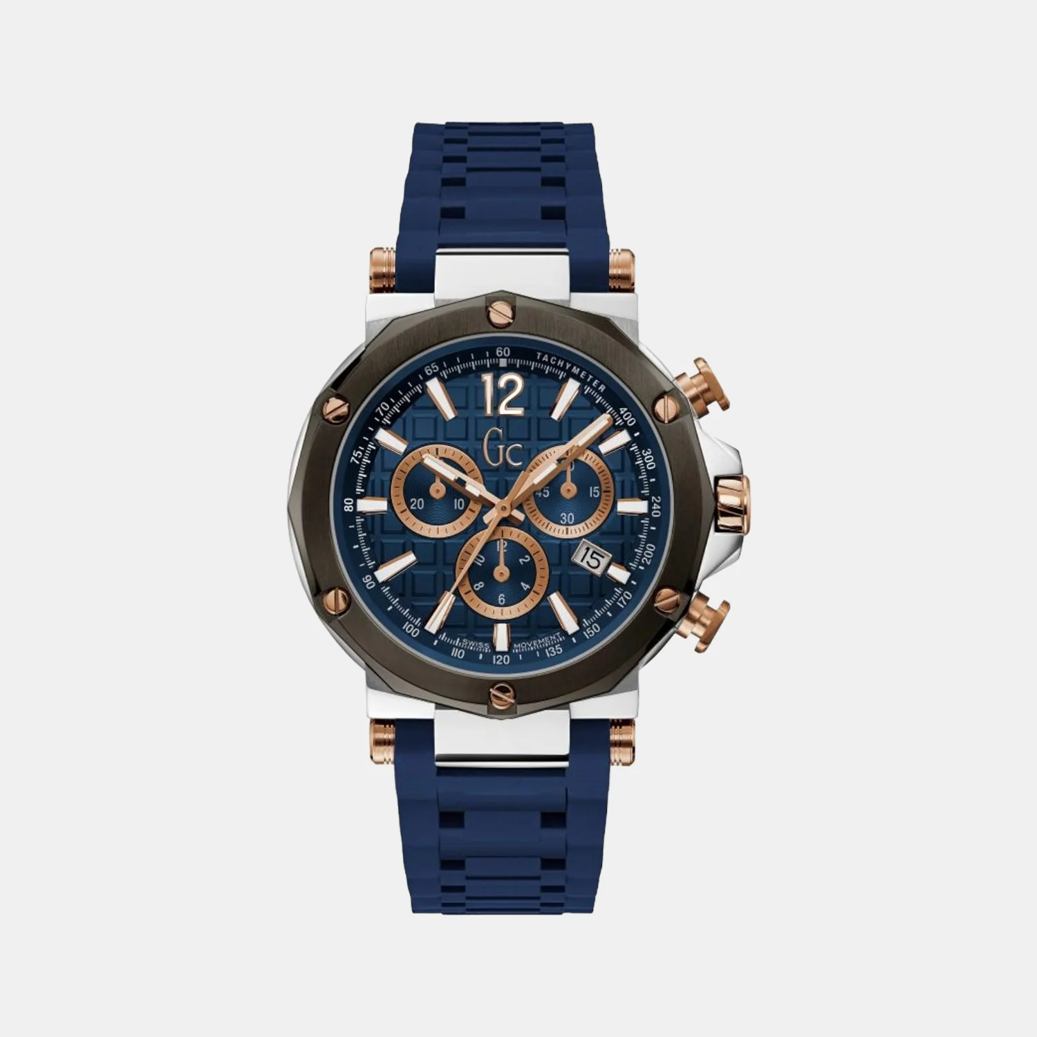 Men Quartz Blue Dial Chronograph Silicone Watch Y53007G7MF