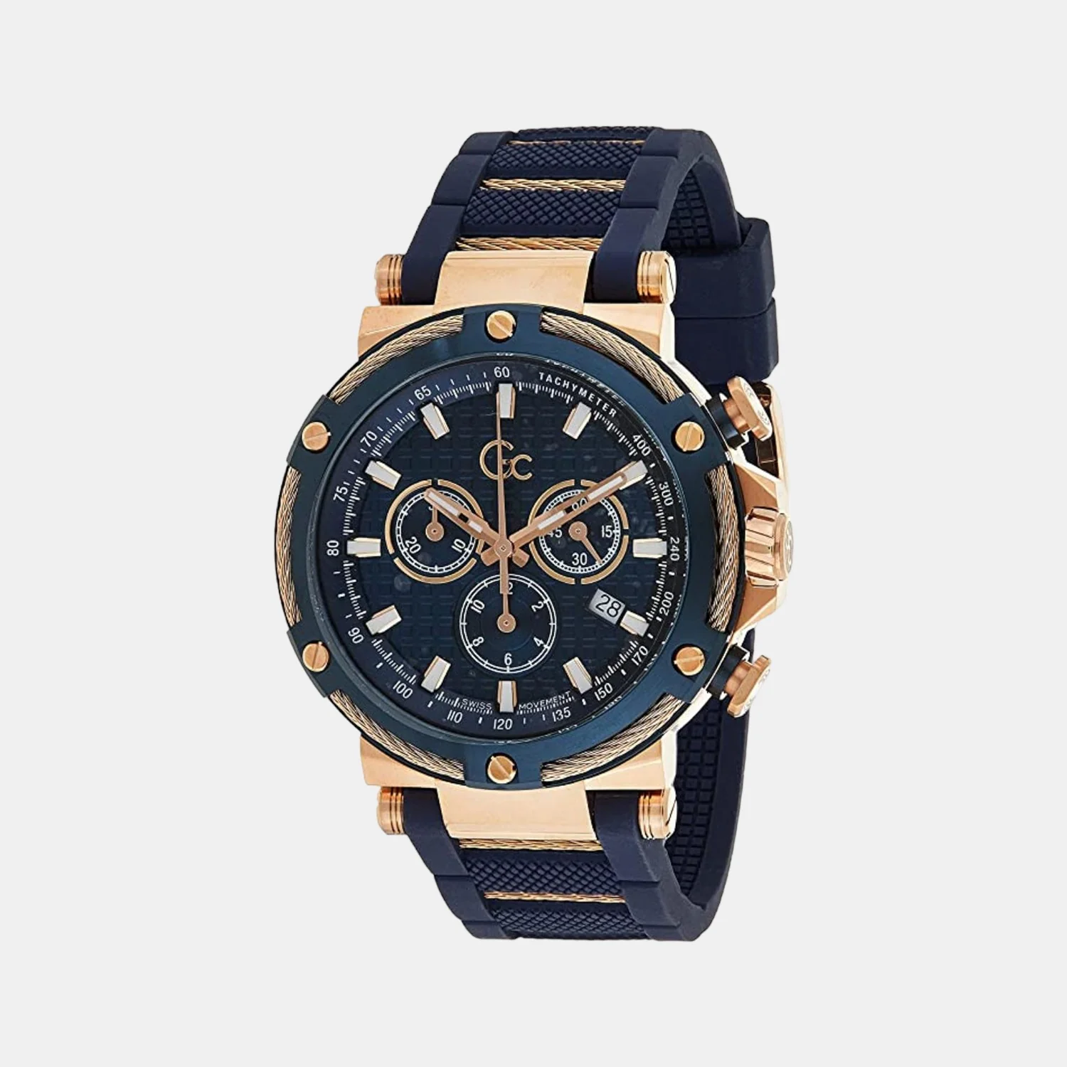 Men Quartz Blue Dial Chronograph Silicone Watch Y54001G7MF - Image 2