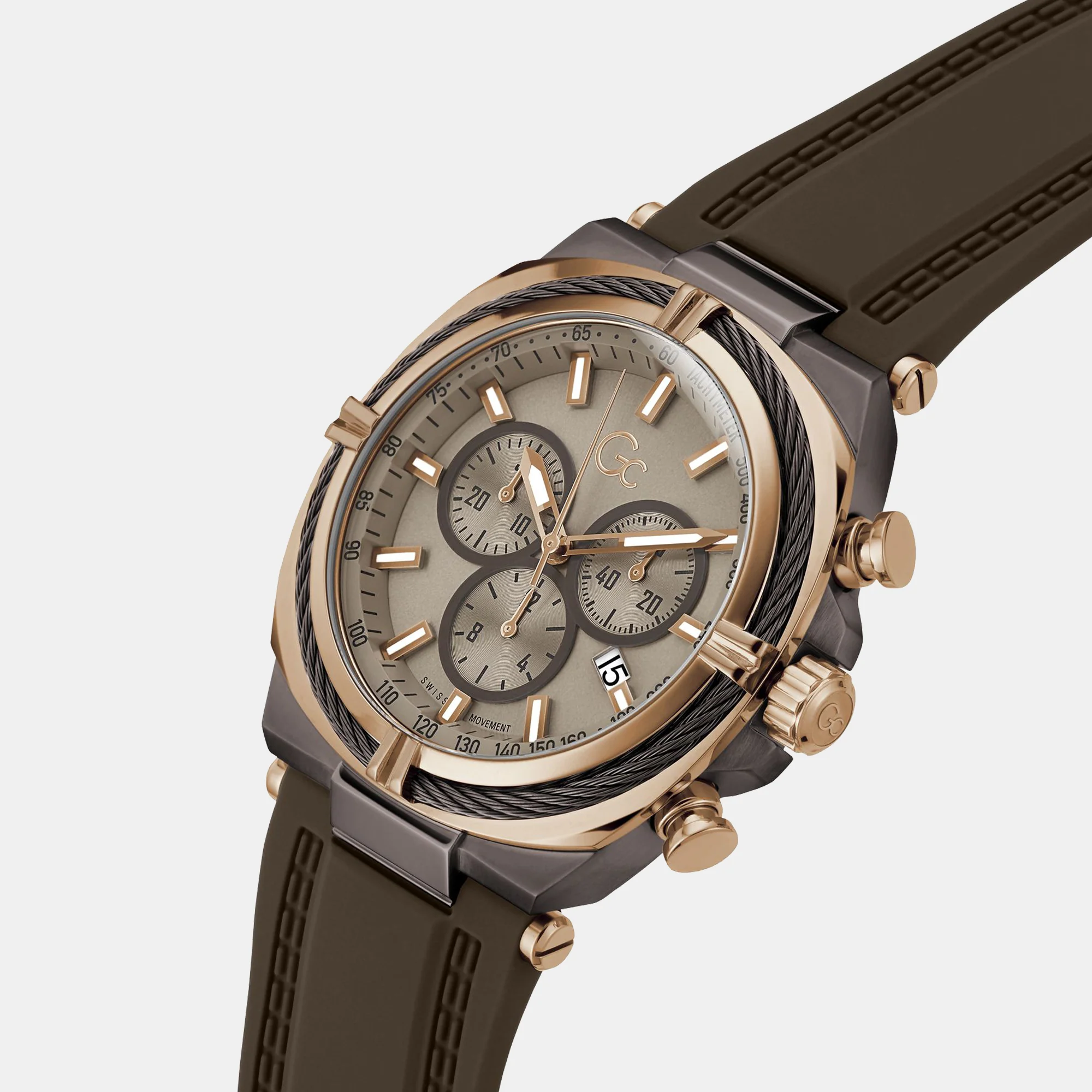 Men Quartz Brown Dial Chronograph Silicone Watch Z32004G1MF - Image 2