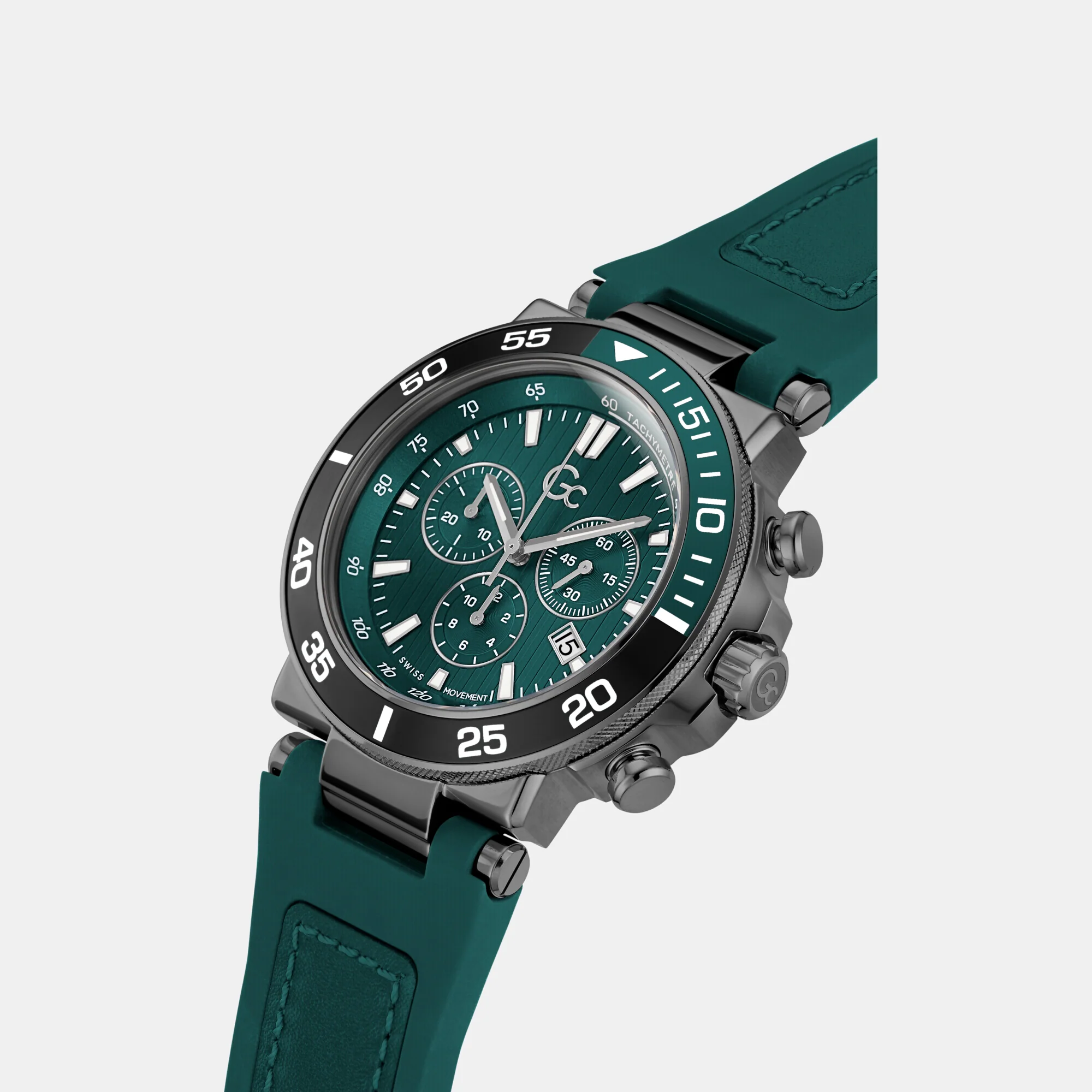 One Sport Men Quartz Green Dial Chronograph Silicone Watch Z14007G9MF - Image 5