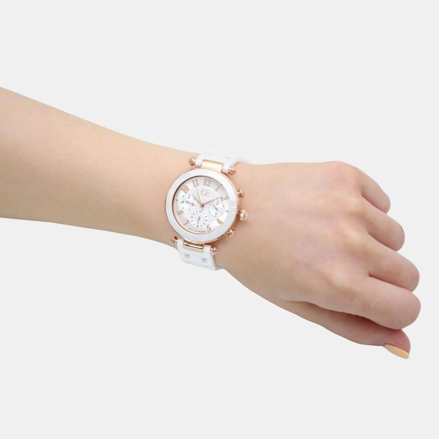 PrimeChic Women Quartz White Dial Chronograph Ceramic Watch Y65001L1MF - Image 4