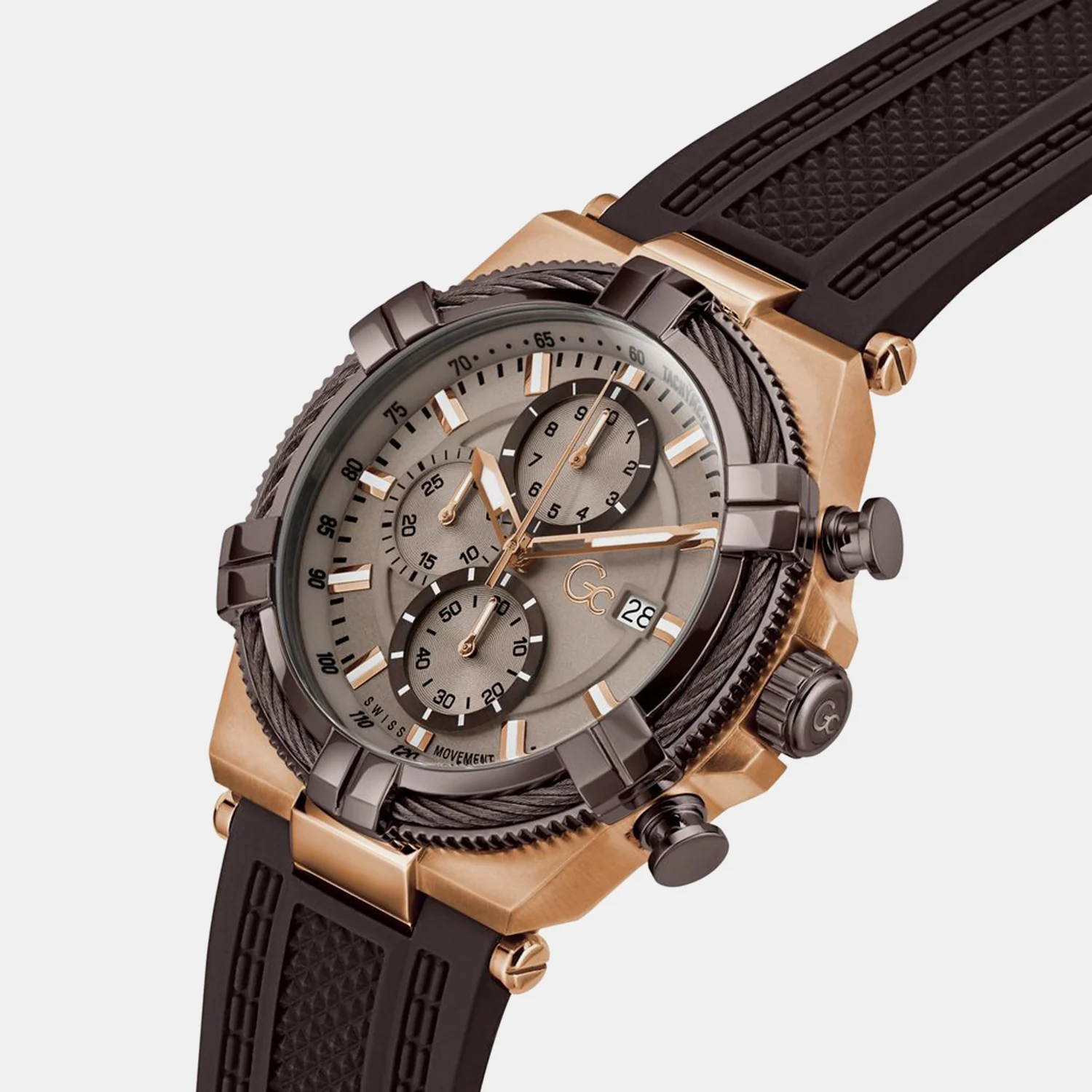 Sportchic Men Quartz Beige Dial Chronograph Silicone Watch Z76004G7 - Image 4