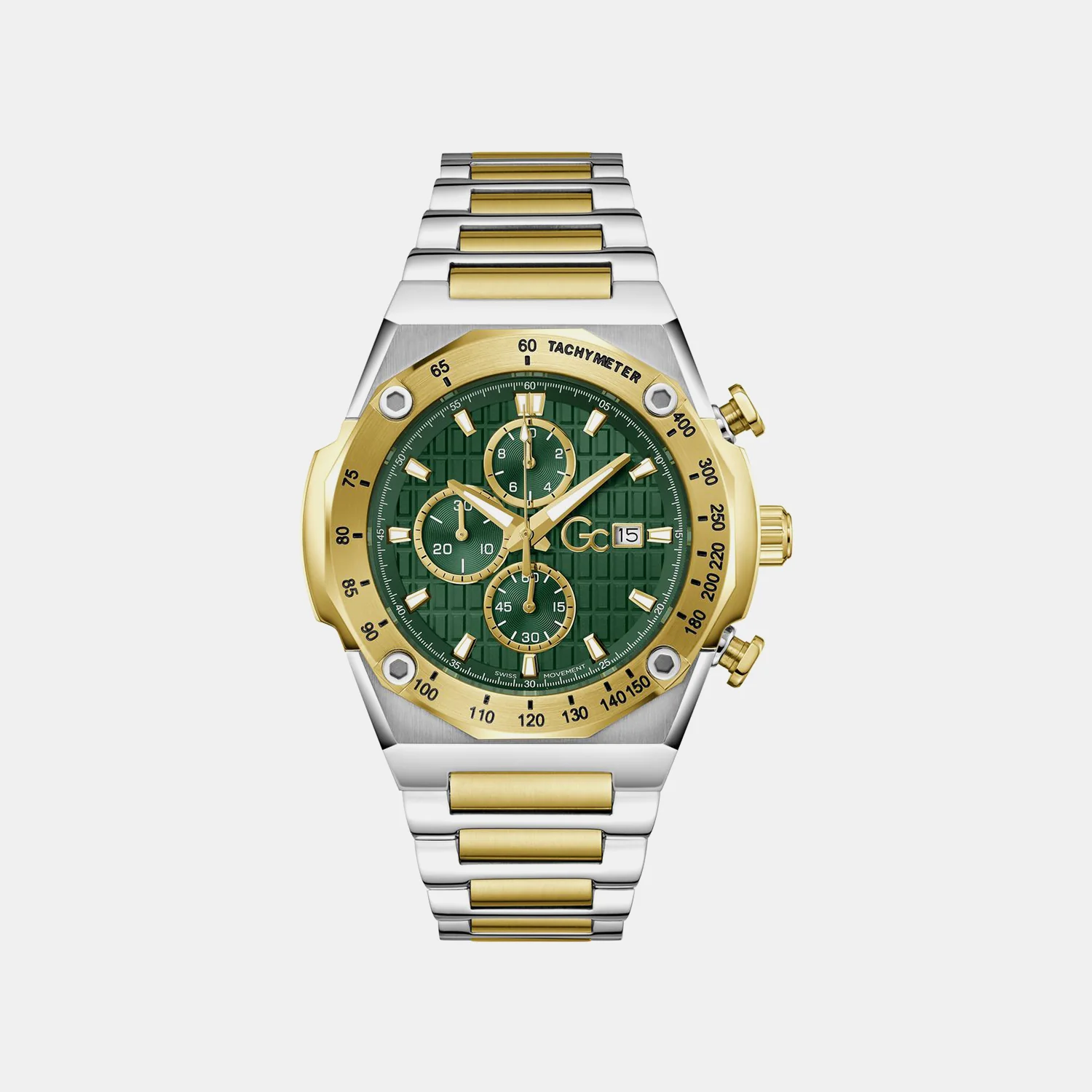 Sportchic Men Quartz Green Dial Chronograph Stainless Steel Watch Z68006G9