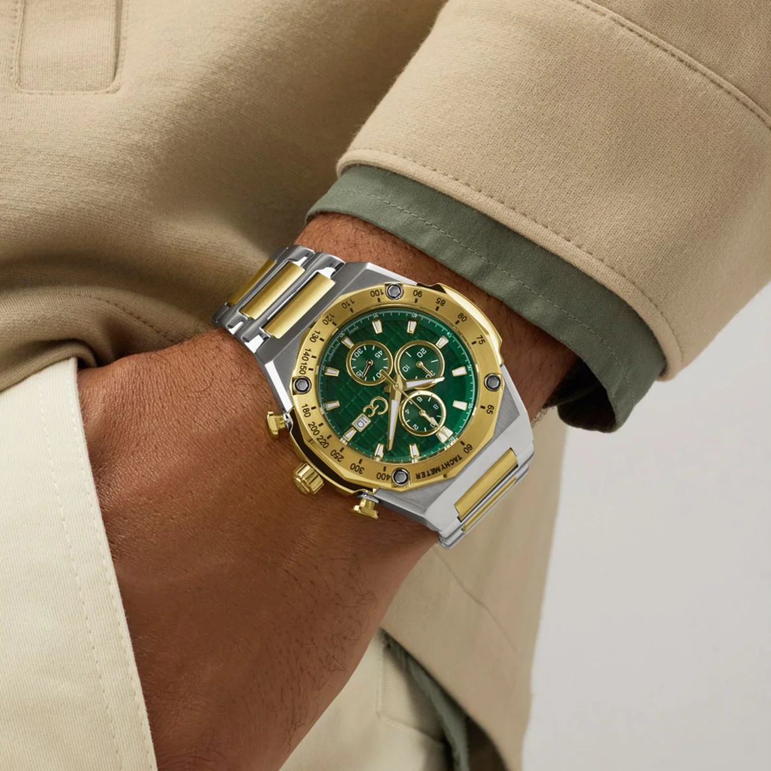 Sportchic Men Quartz Green Dial Chronograph Stainless Steel Watch Z68006G9 - Image 7