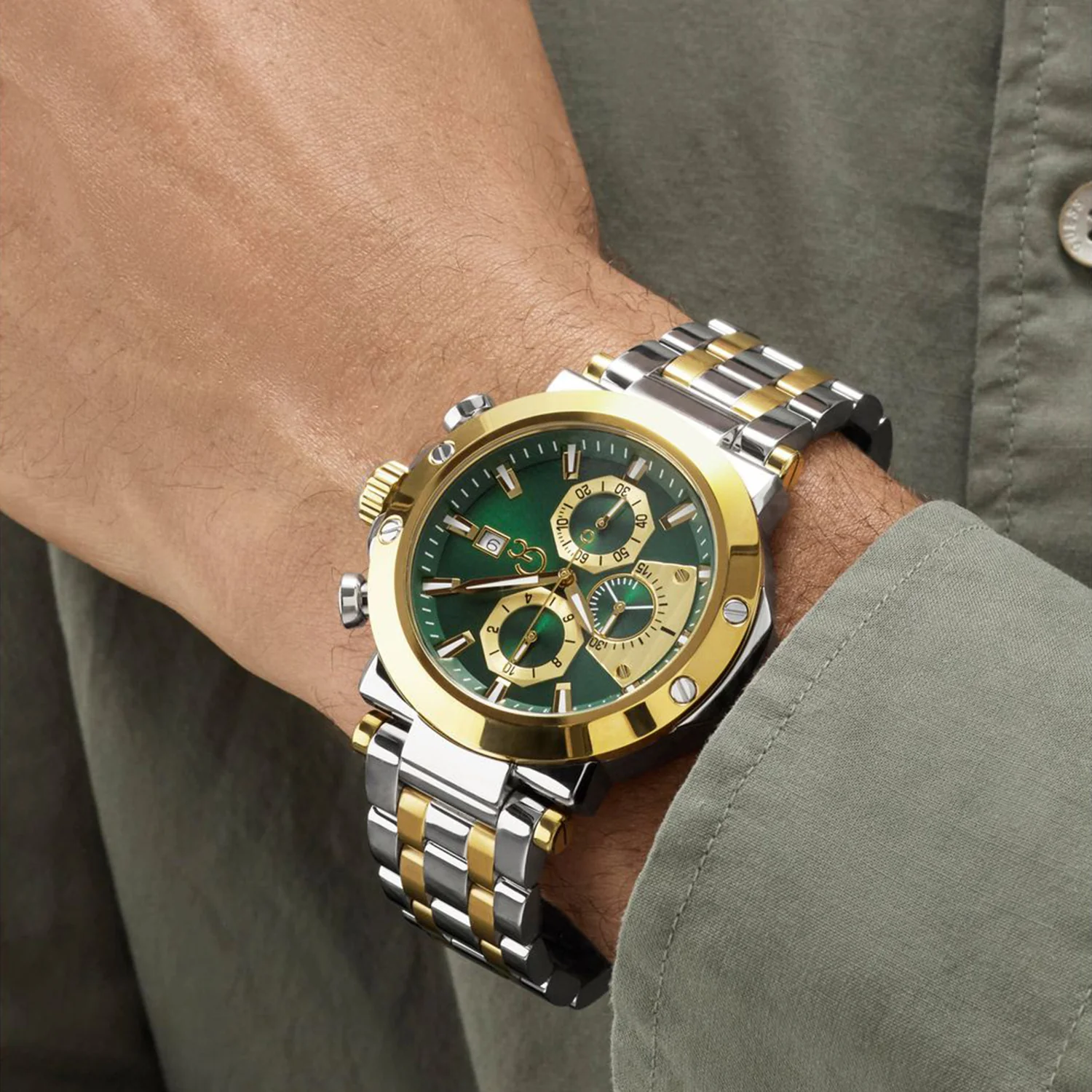 Sportchic Men Quartz Green Dial Chronograph Stainless Steel Watch Z75003G9 - Image 6