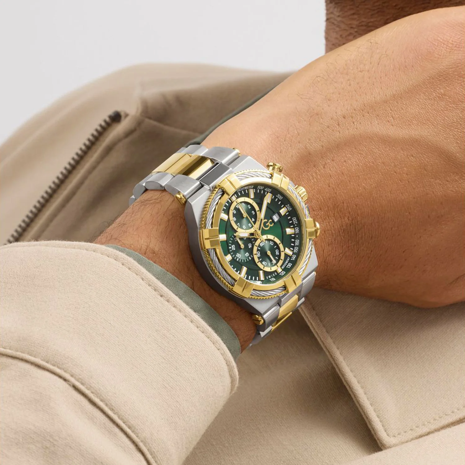 Sportchic Men Quartz Green Dial Chronograph Stainless Steel Watch Z76002G9 - Image 5
