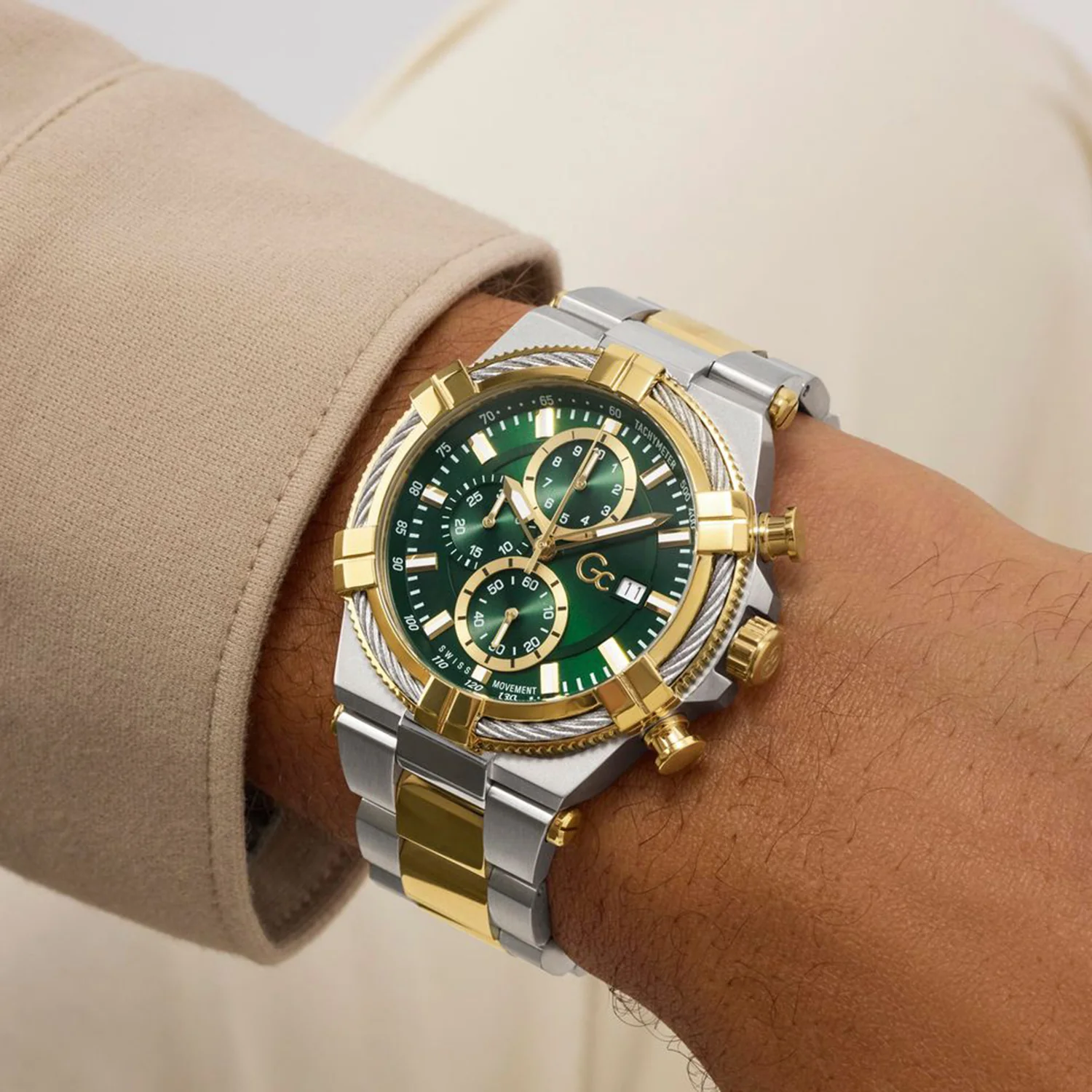 Sportchic Men Quartz Green Dial Chronograph Stainless Steel Watch Z76002G9 - Image 7