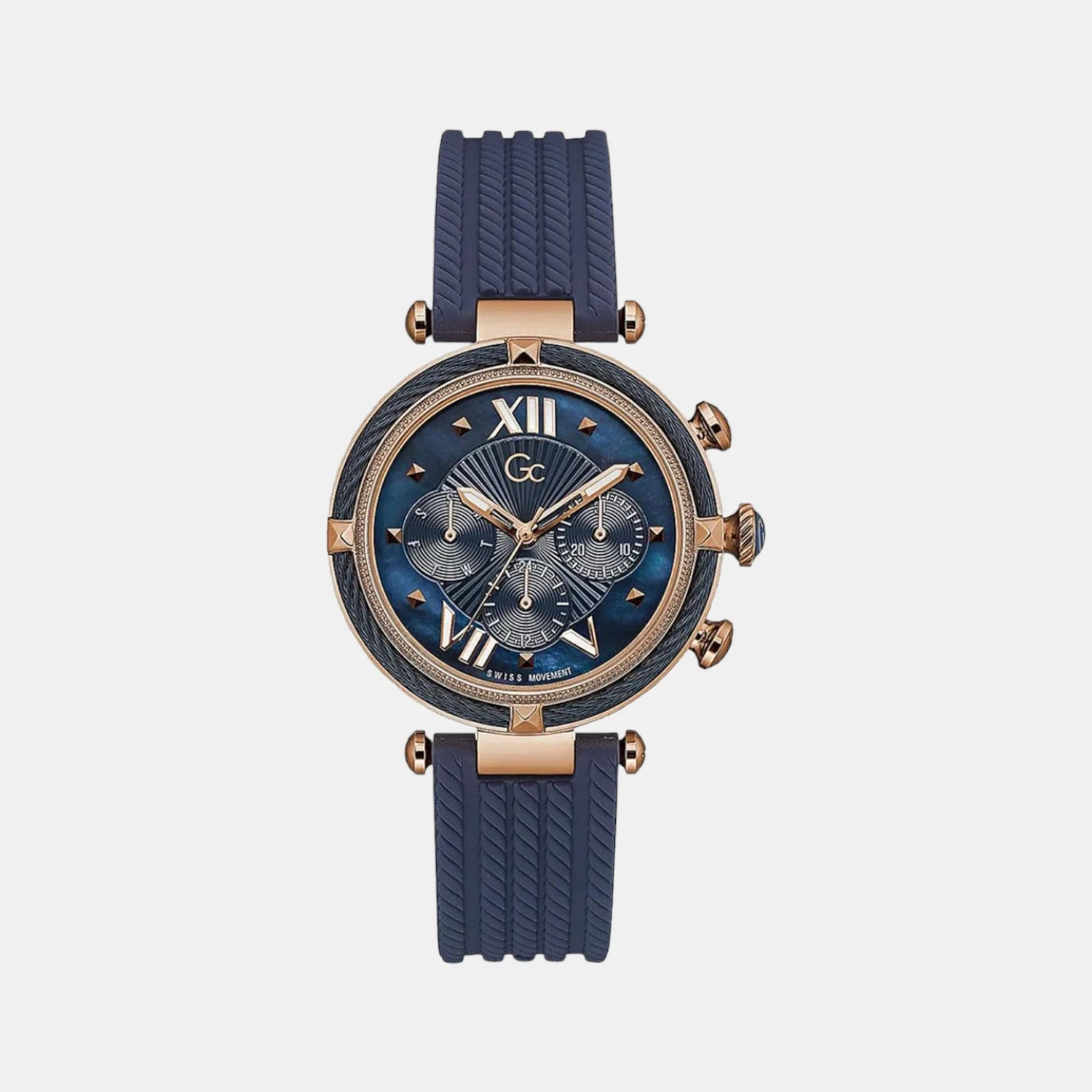 Women Quartz Blue Dial Chronograph Silicone Watch Y16005L7MF