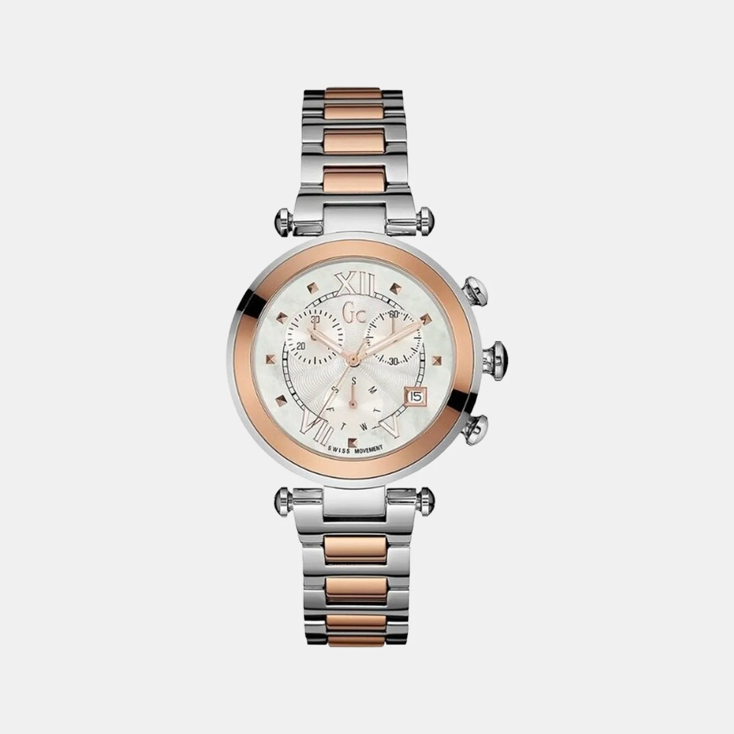 Women Quartz Two Tone Dial Chronograph Stainless Steel Watch Y05002M1MF